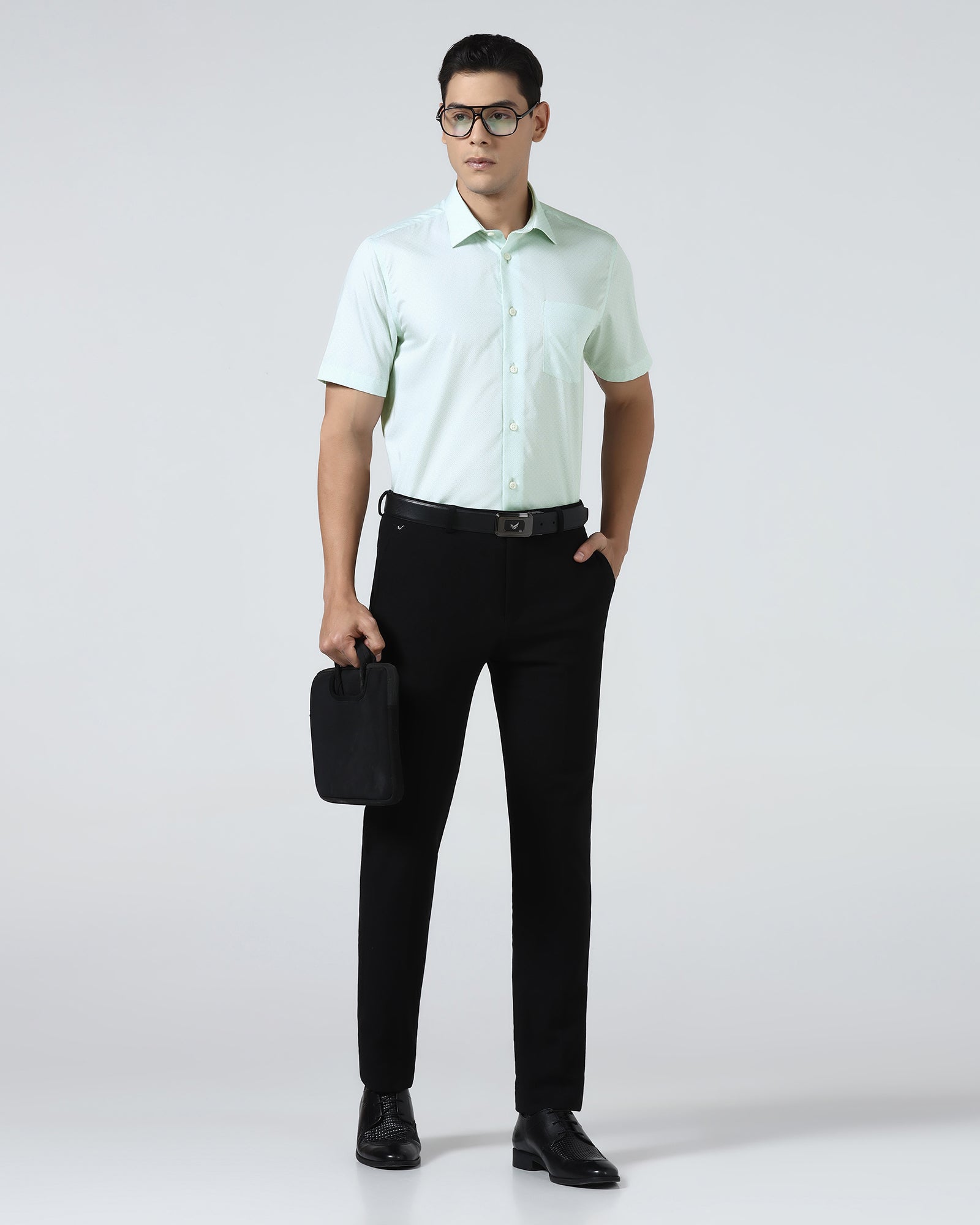 Mint Half Sleeve Printed Shirt - Cube