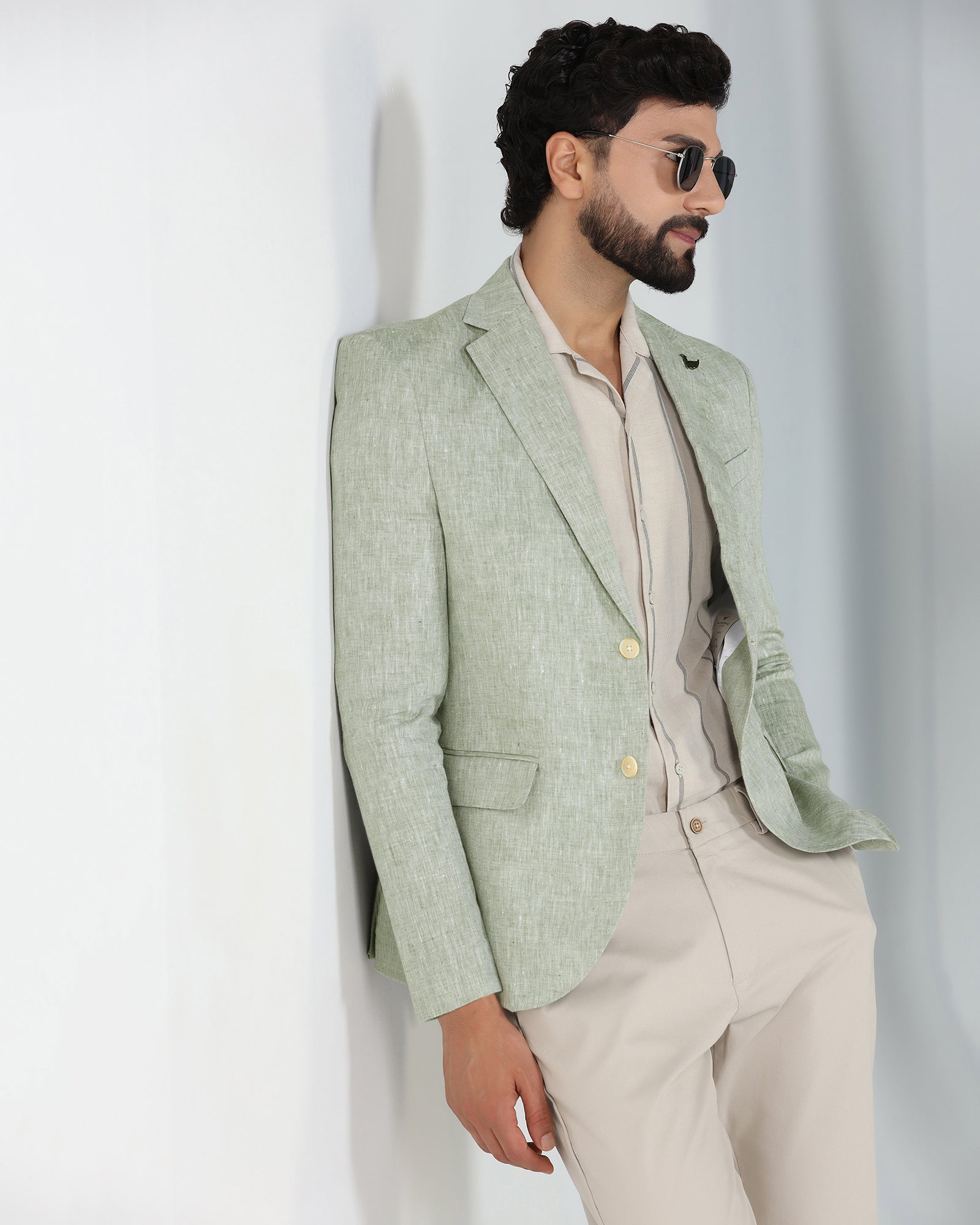 Mint Solid Blazer - Fiero