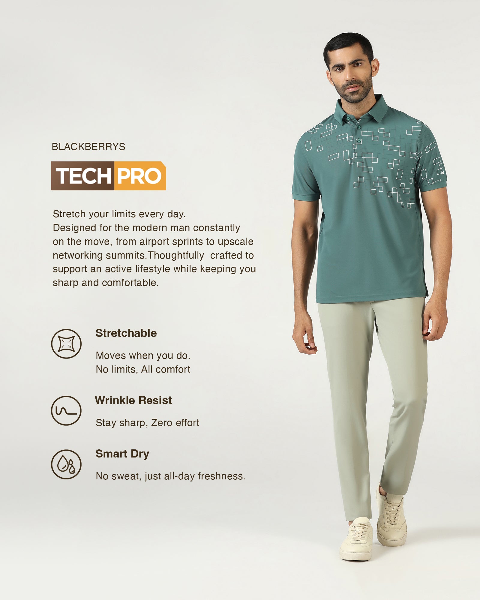 Mint TechPro Solid Trouser - Ashley