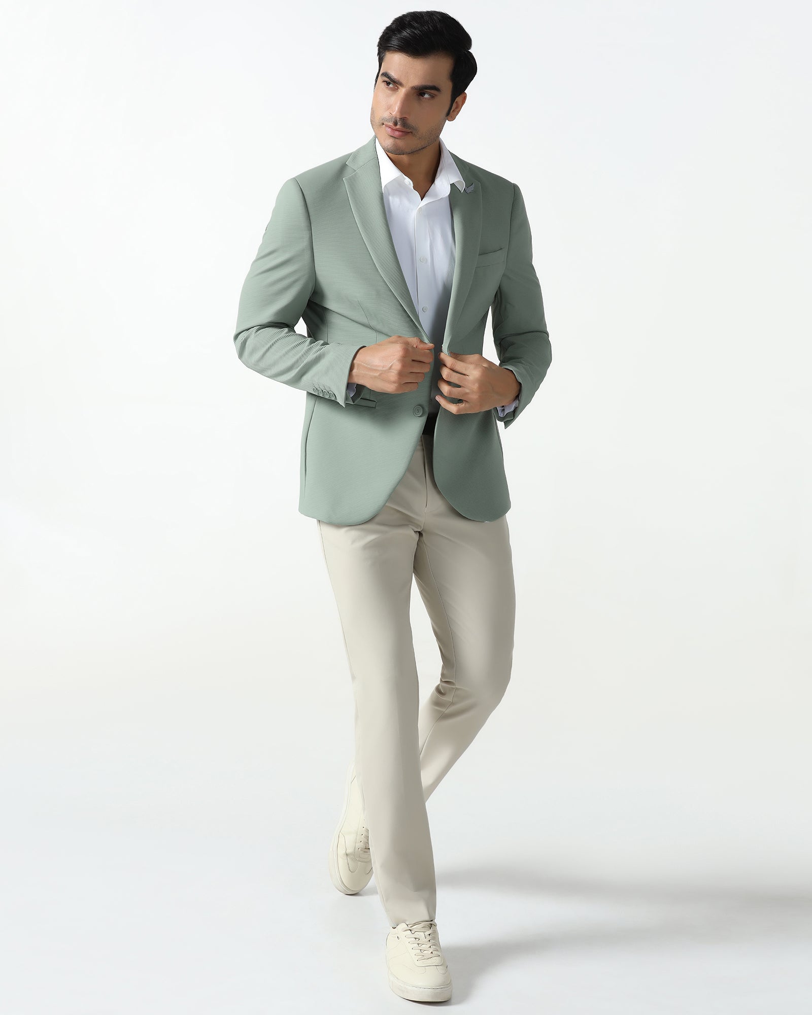 Mint TechPro Stripe Blazer - Fiesta