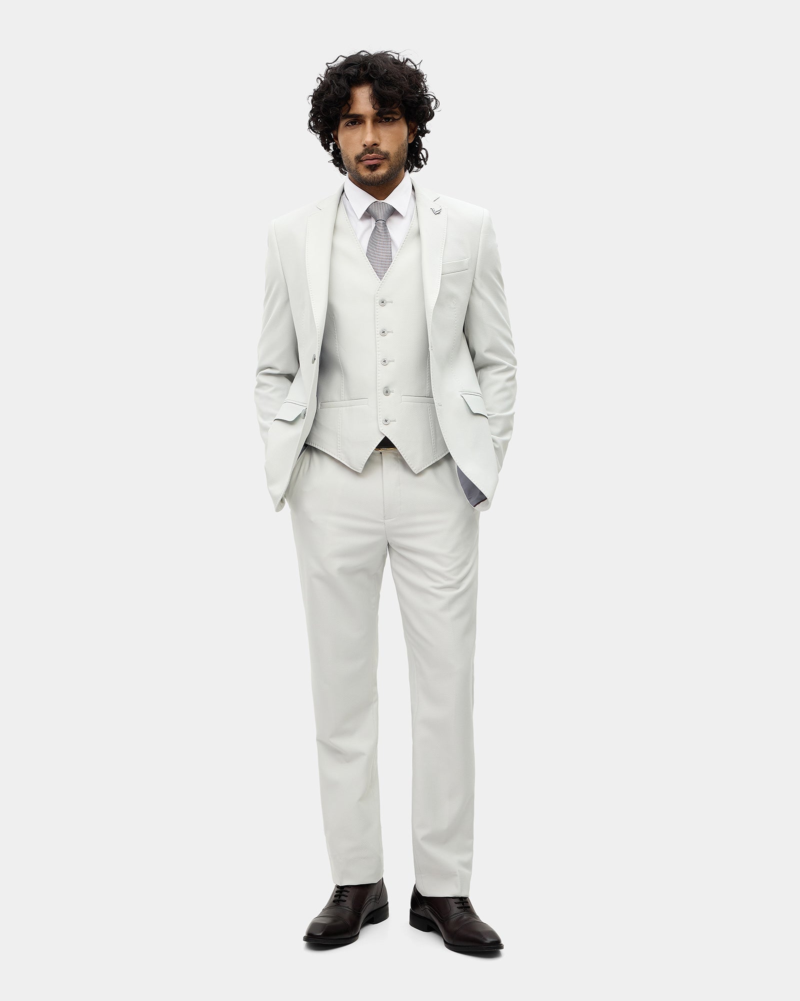 Mint Three Piece Textured Suit - Fidela