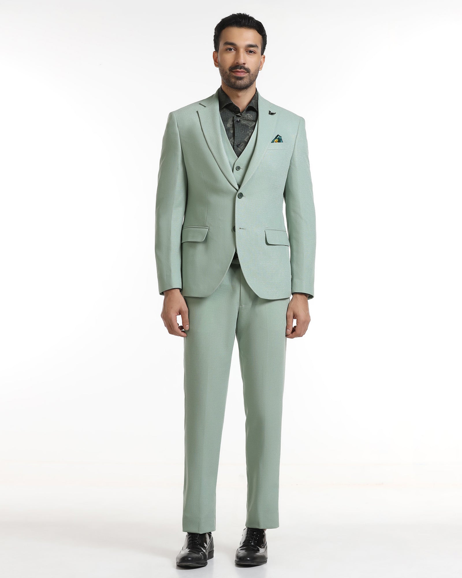 Mint Three Piece Textured Suit - Rotex