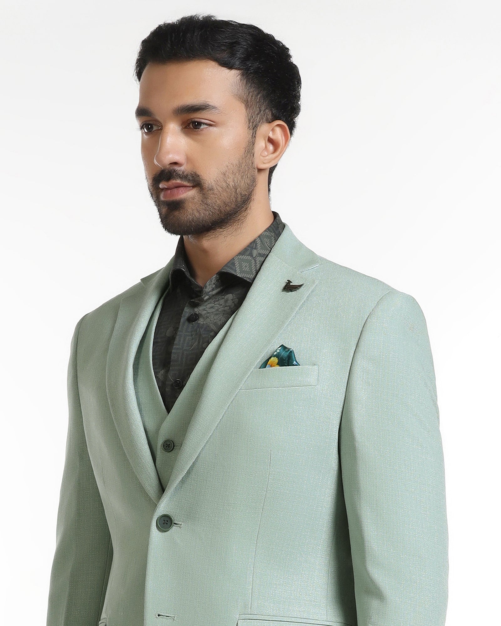 Mint Three Piece Textured Suit - Rotex