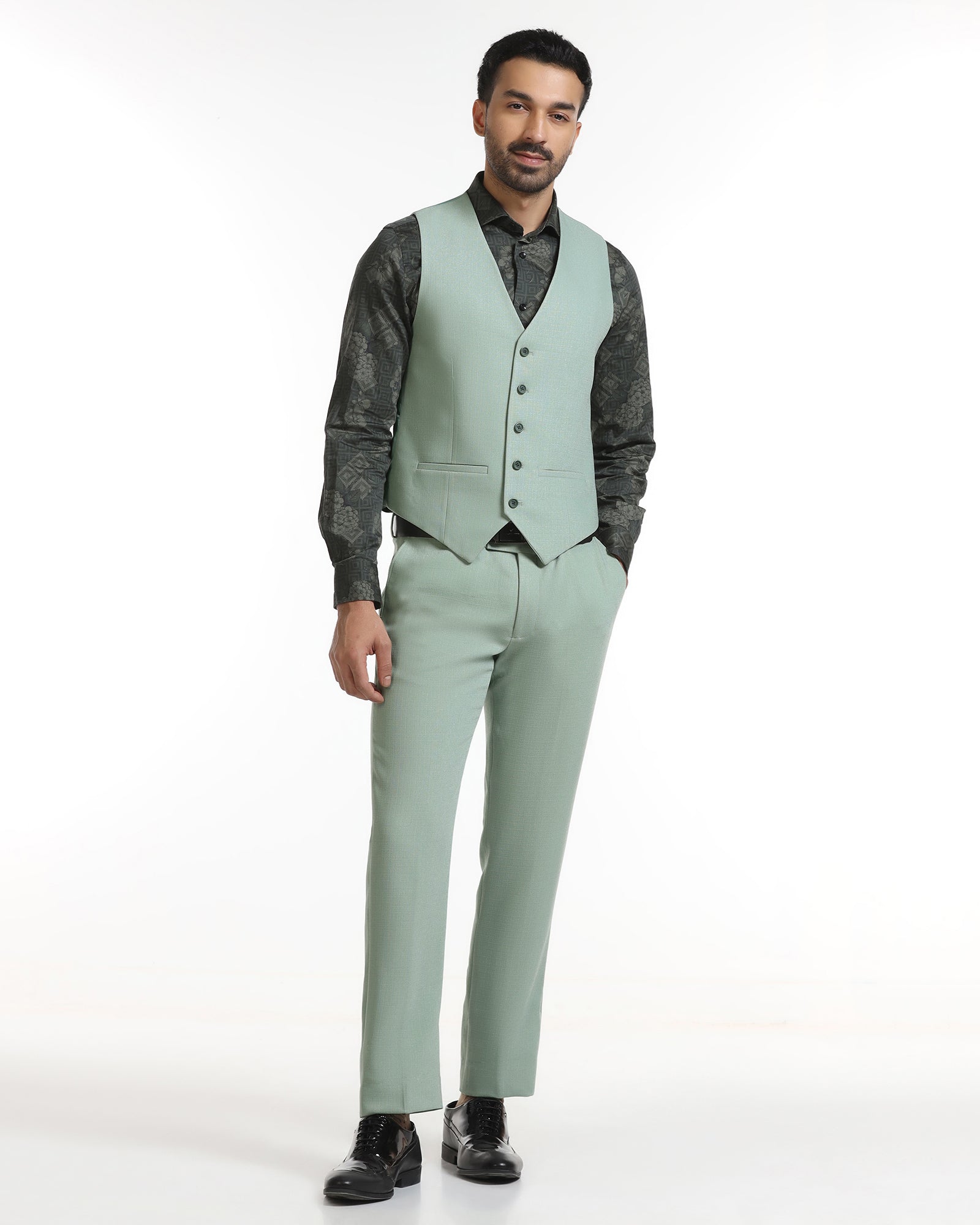Mint Three Piece Textured Suit - Rotex