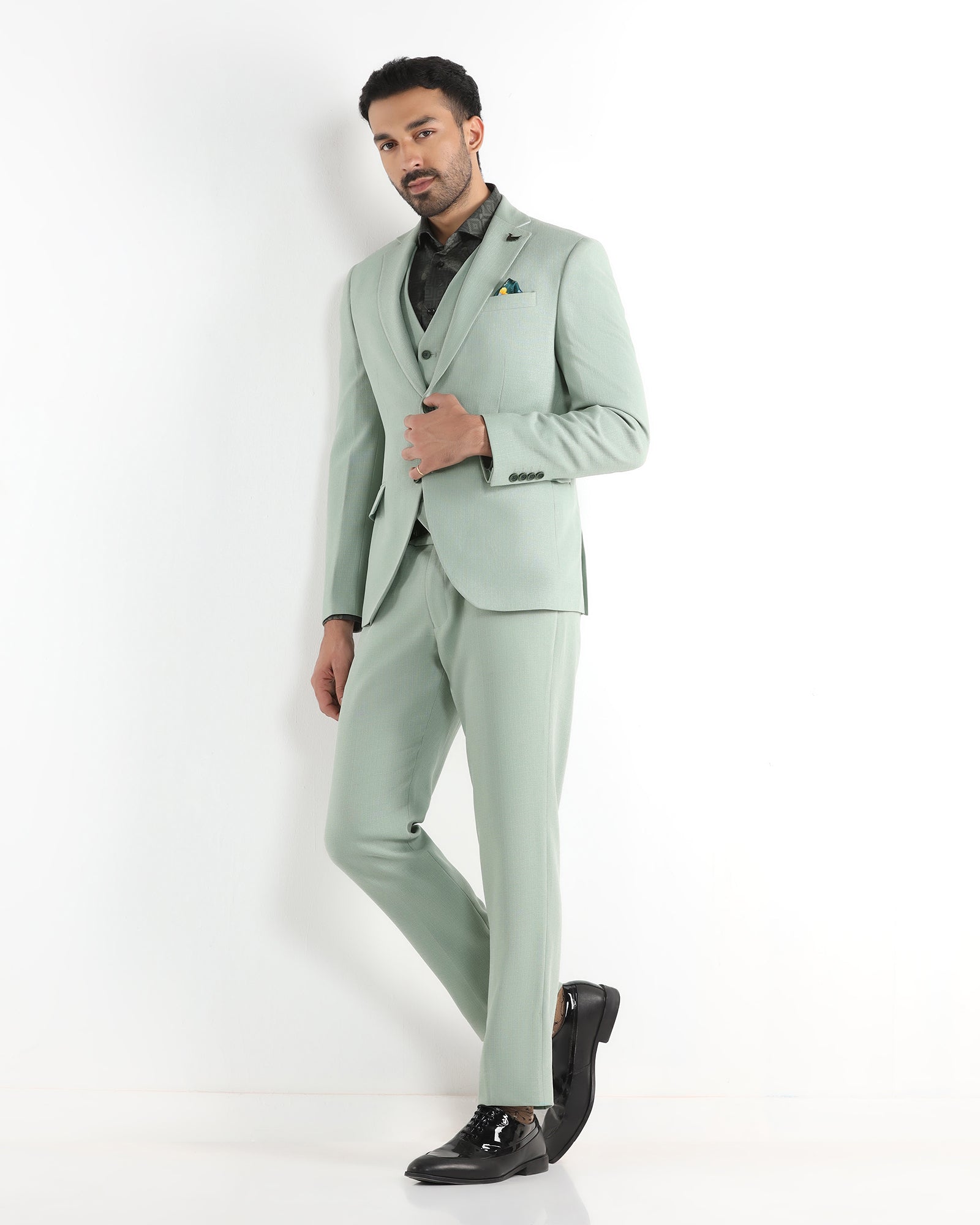 Mint Three Piece Textured Suit - Rotex