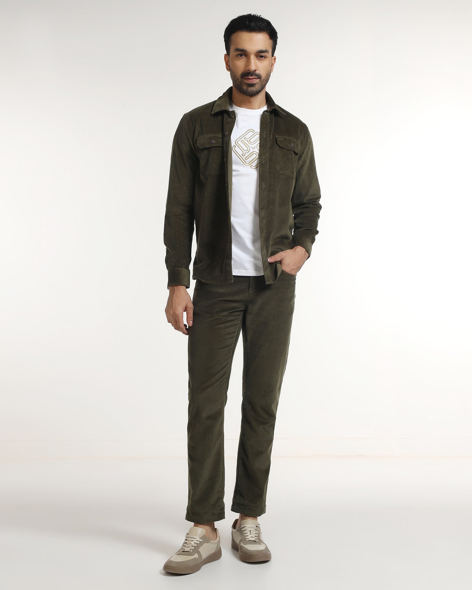 Moss Corduroy Solid Shirt - Kaka