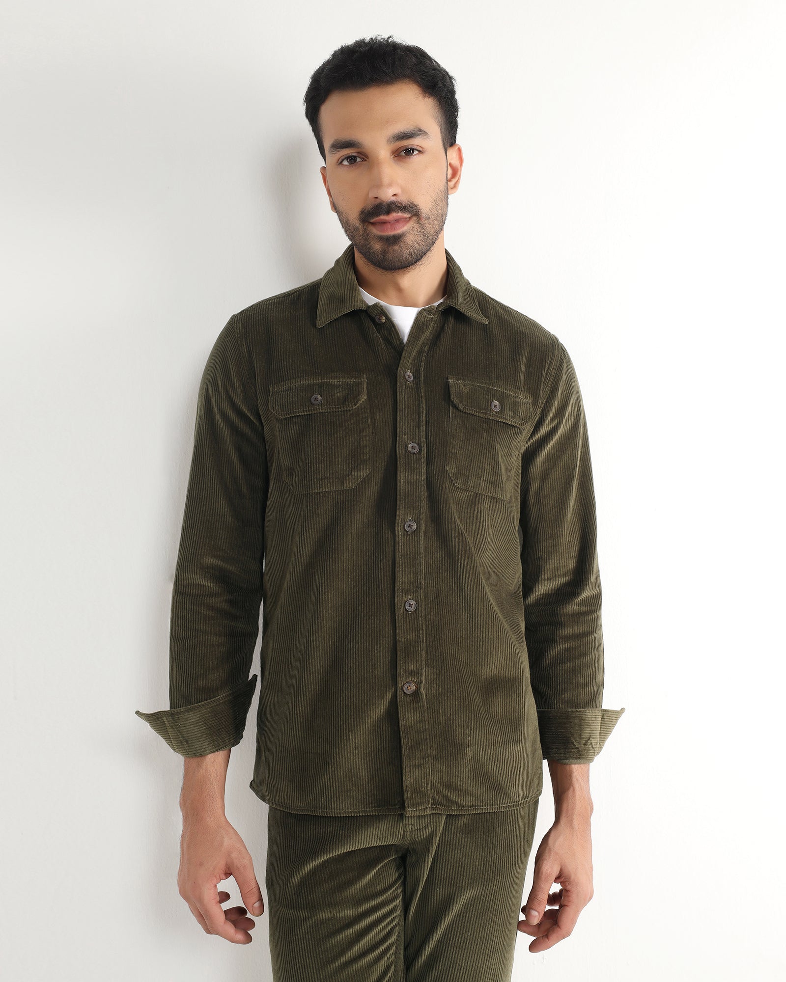 Moss Corduroy Solid Shirt - Kaka