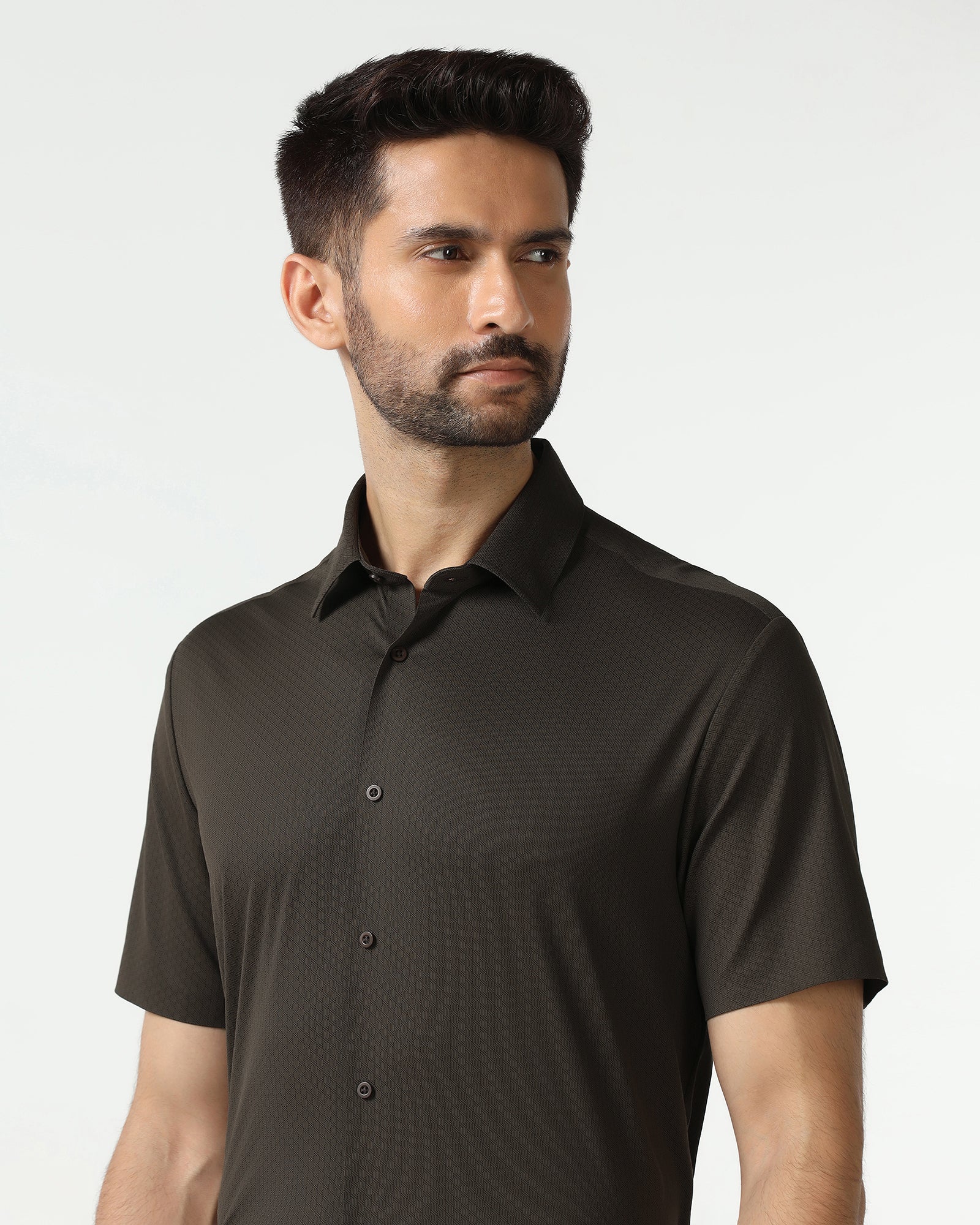 Mouse Half Sleeve Techpro Textured Shirt - Hurton
