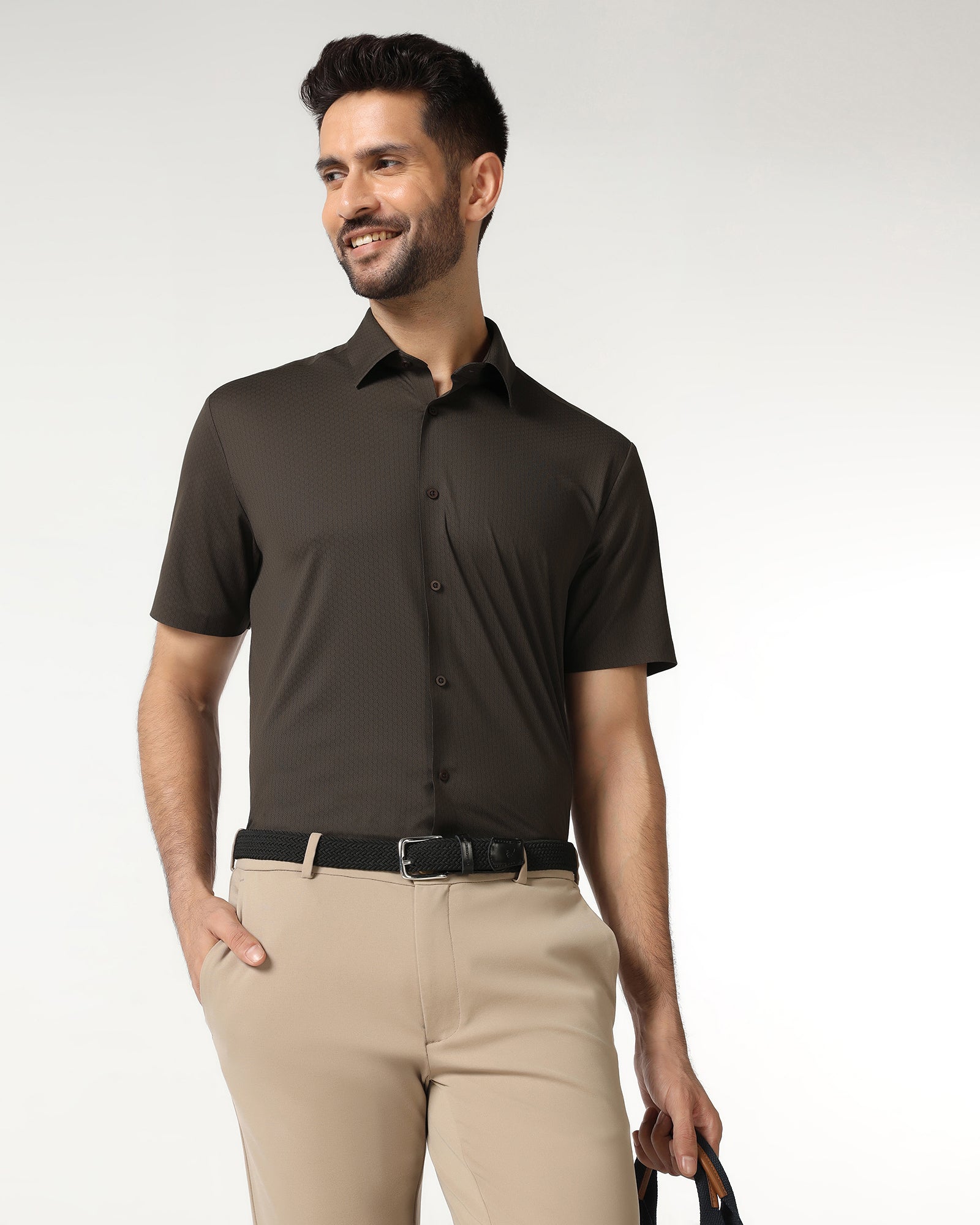 Mouse Half Sleeve Techpro Textured Shirt - Hurton