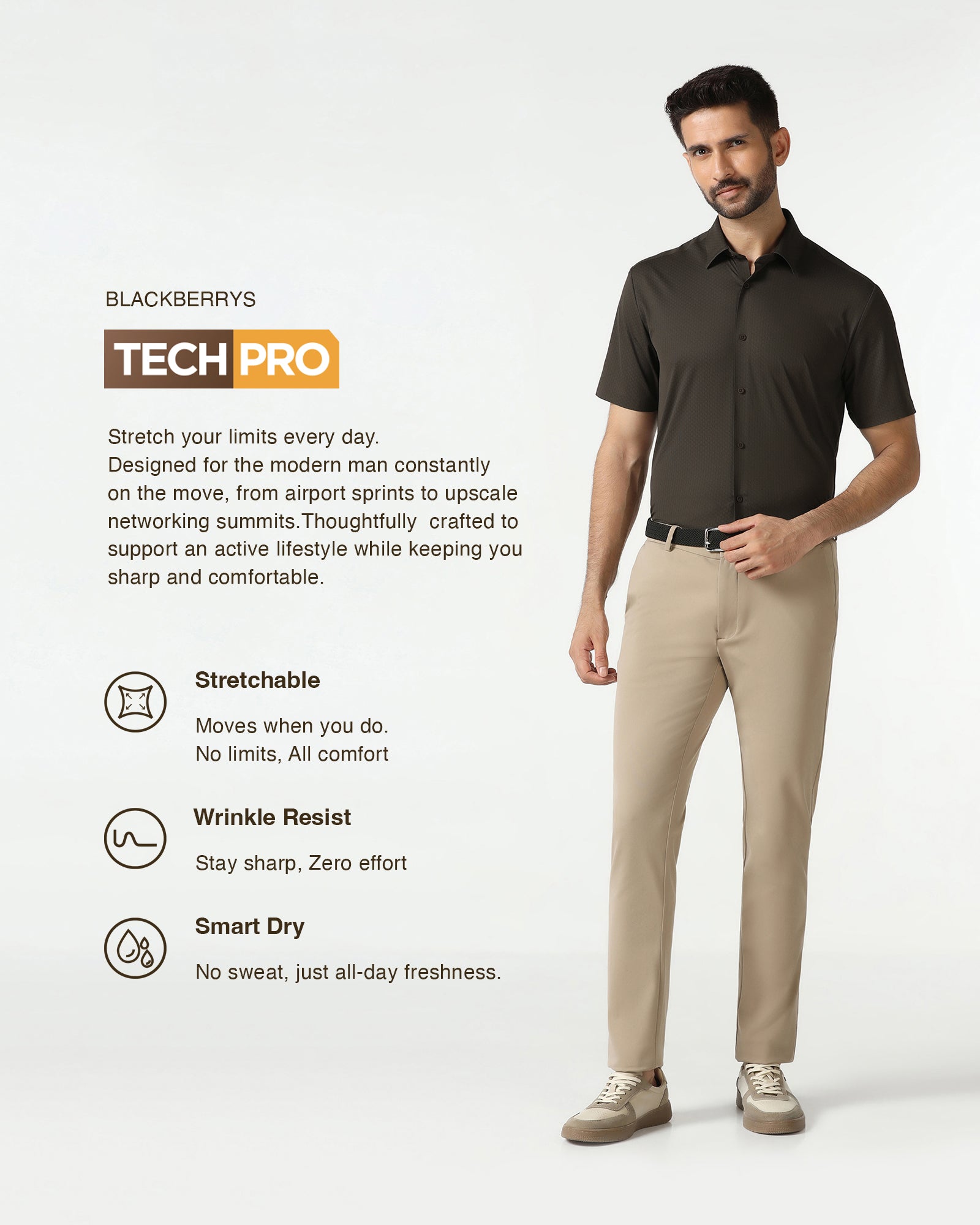 Mouse Half Sleeve TechPro Textured Shirt - Hurton