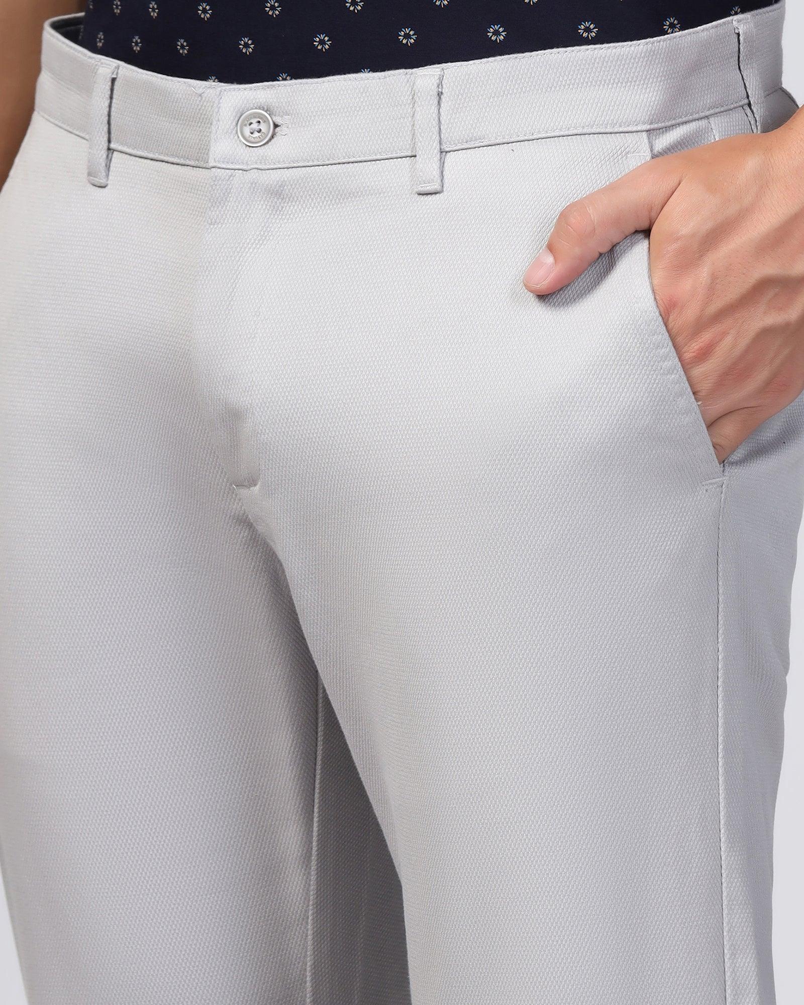 Slim Comfort B-95 Casual Grey Solid Khakis - Kimon