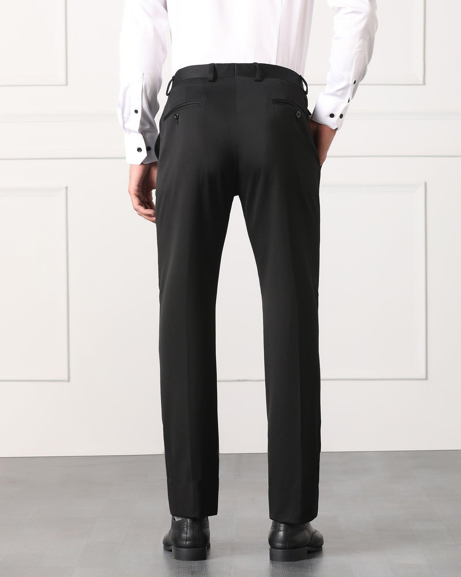 Must Haves Slim Comfort B-95 Formal Blackk Solid Trouser - Tisot - Blackberrys