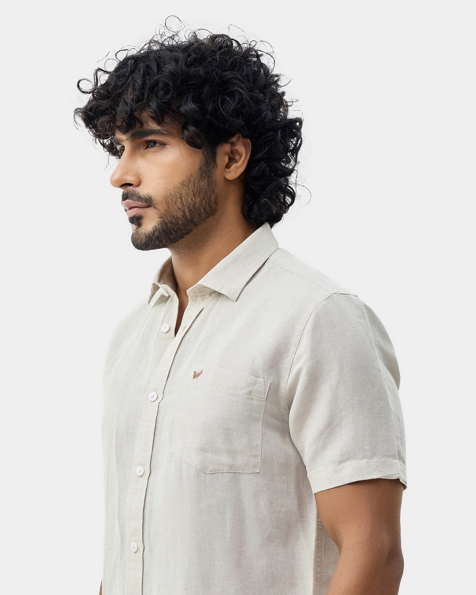 Natural Half Sleeve Linen Solid Shirt - Cleo