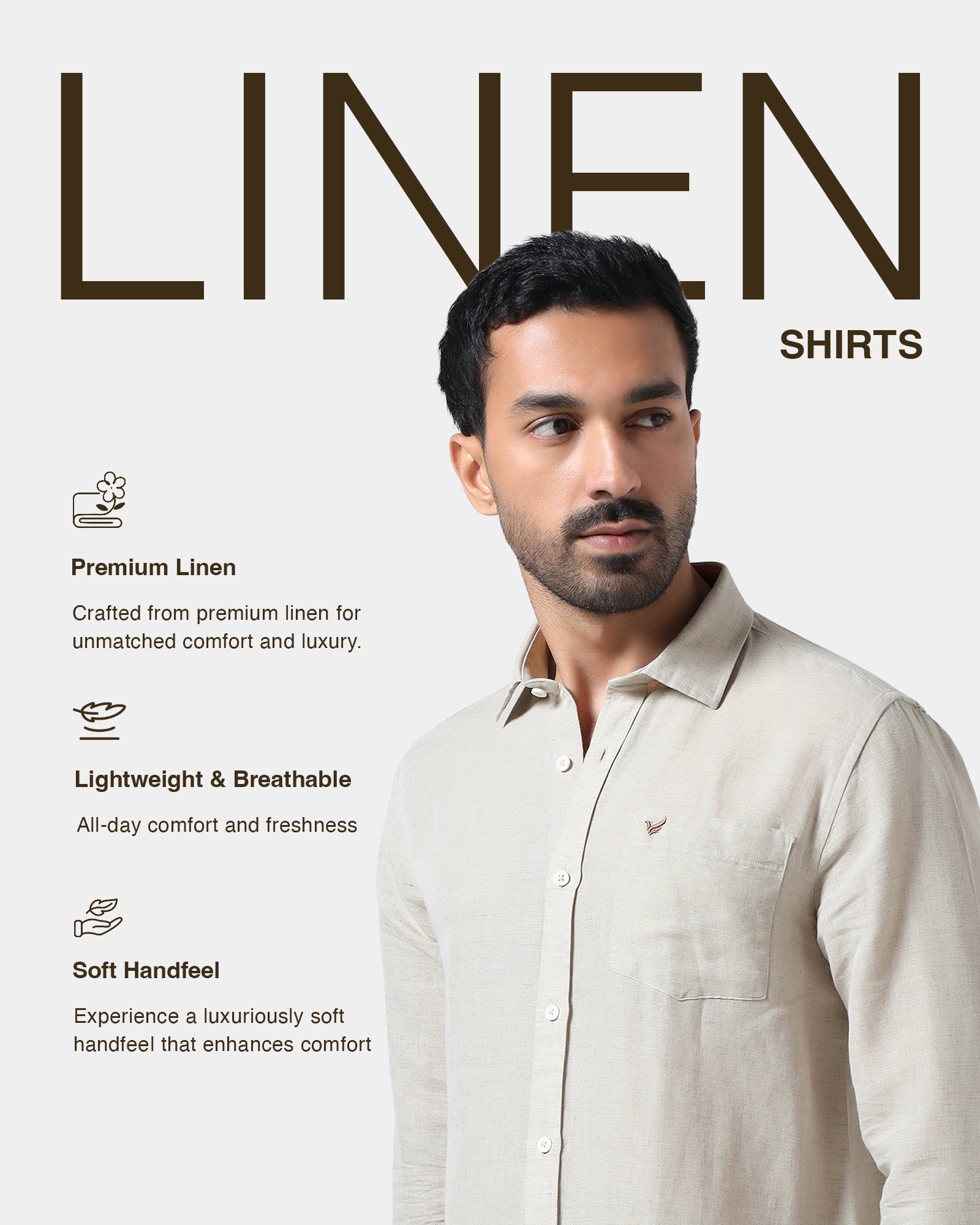 Natural Linen Solid Shirt - Cleo