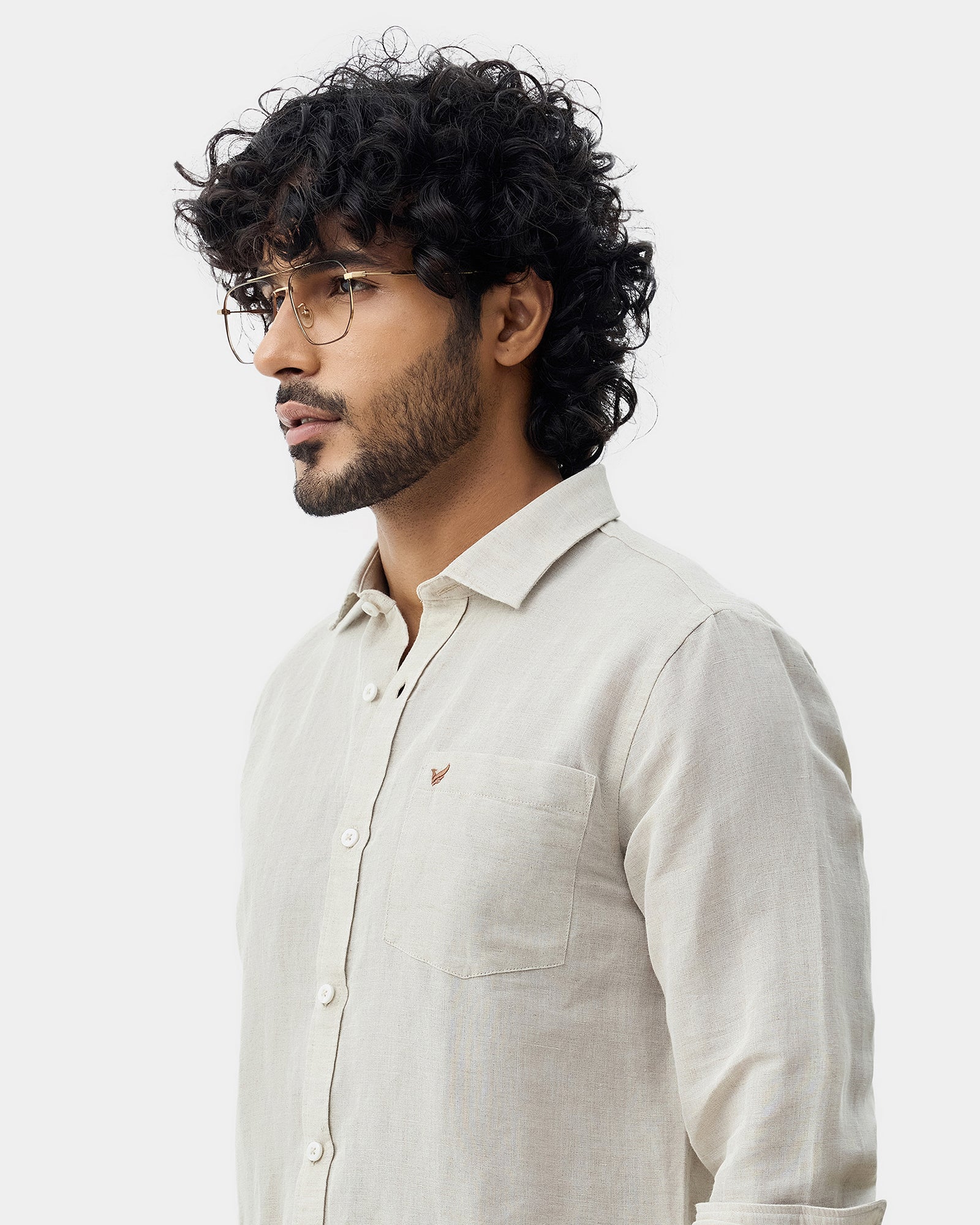 Natural Linen Solid Shirt - Cleo