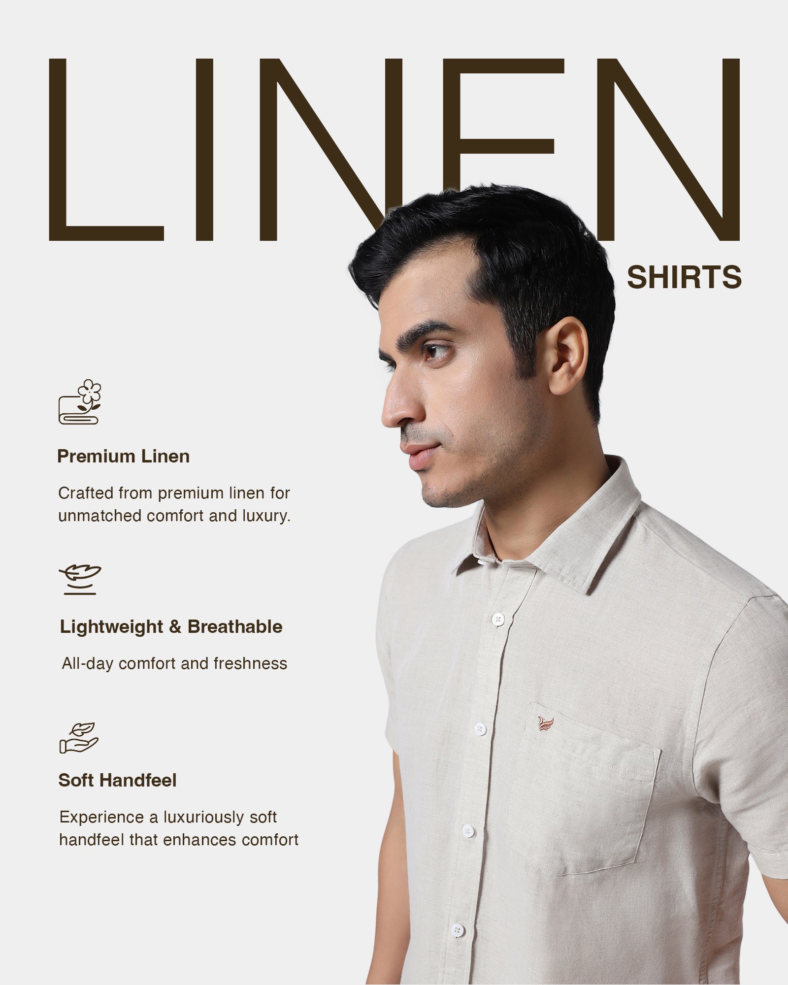 Natural Half Sleeve Linen Solid Shirt - Cleo