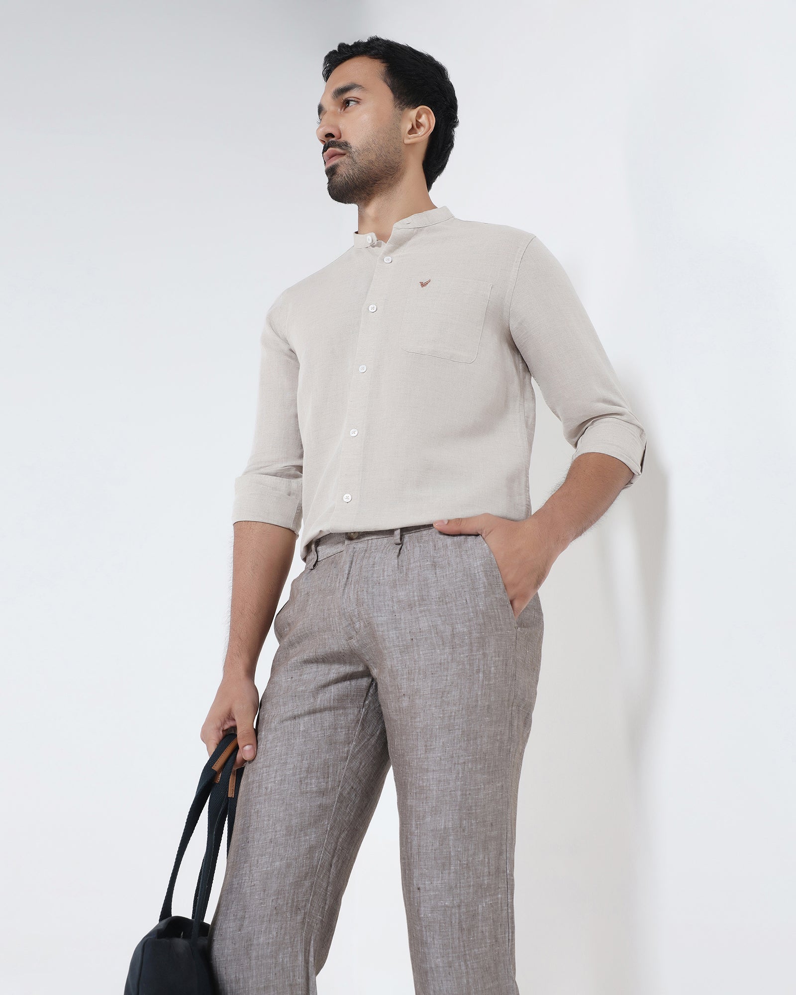 Natural Linen Solid Shirt - Cleo