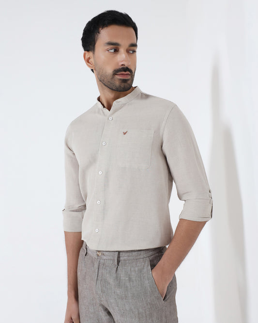 Natural Linen Solid Shirt - Cleo
