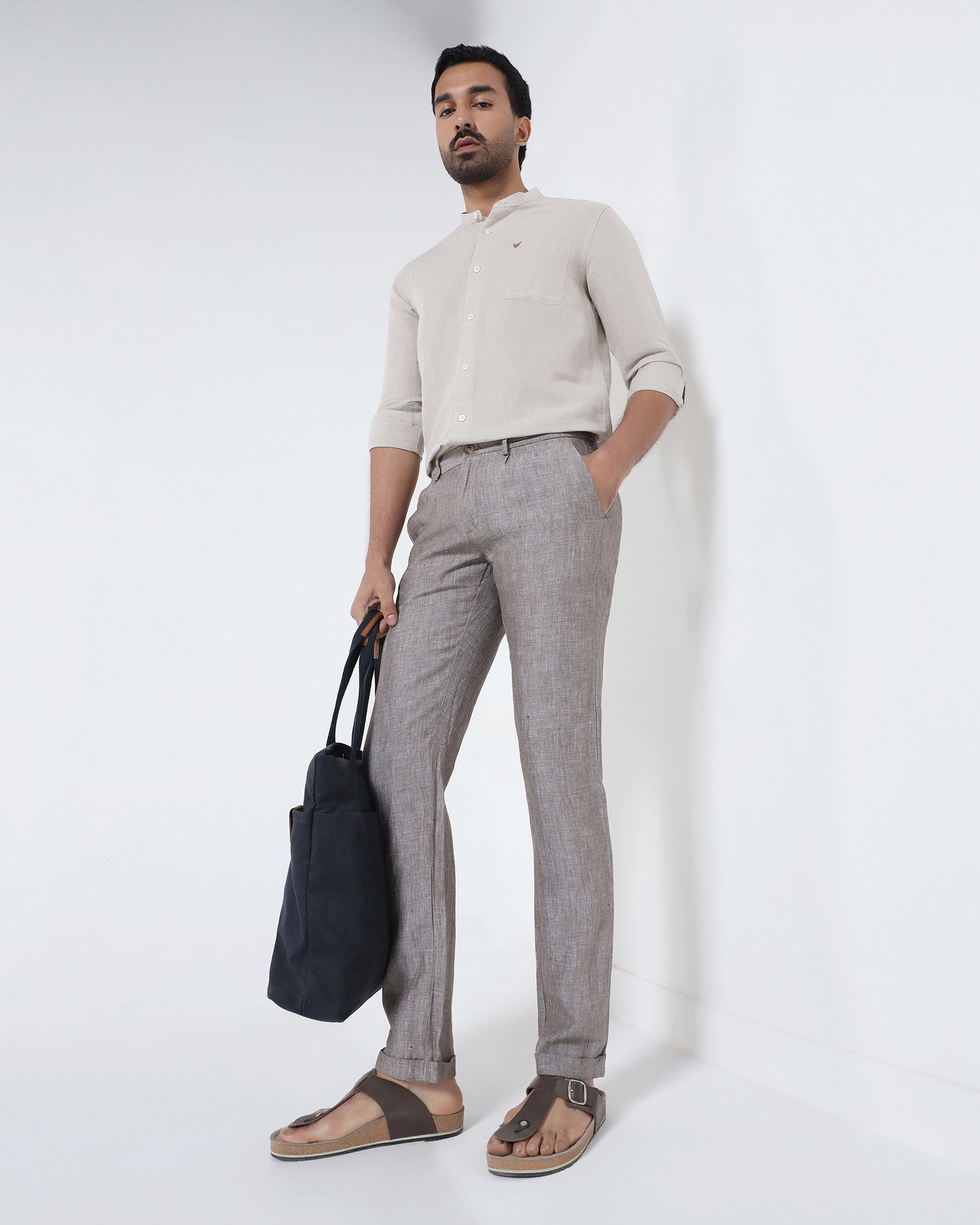 Natural Linen Solid Shirt - Cleo