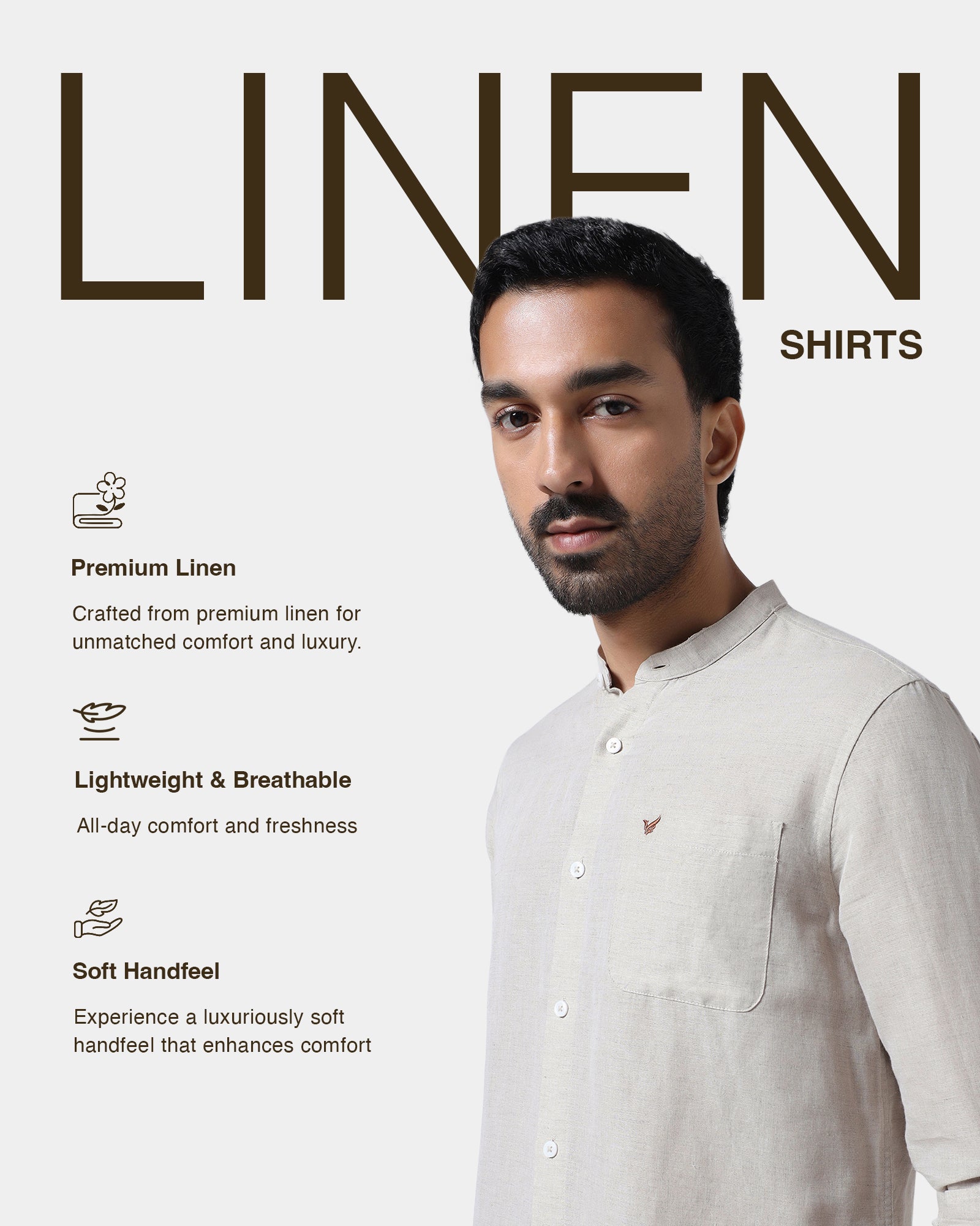 Natural Linen Solid Shirt - Cleo