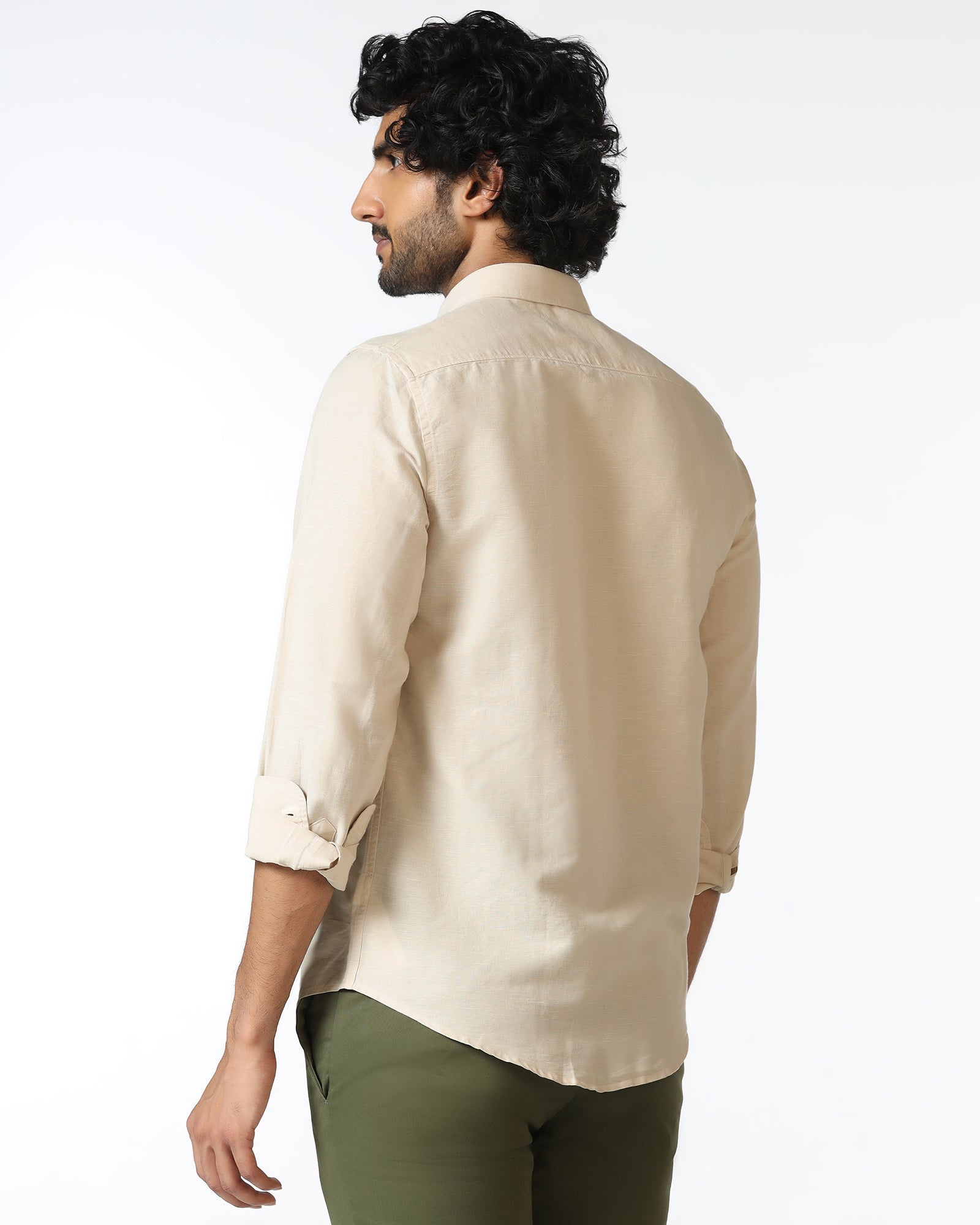 Natural Linen Solid Shirt - Salmon