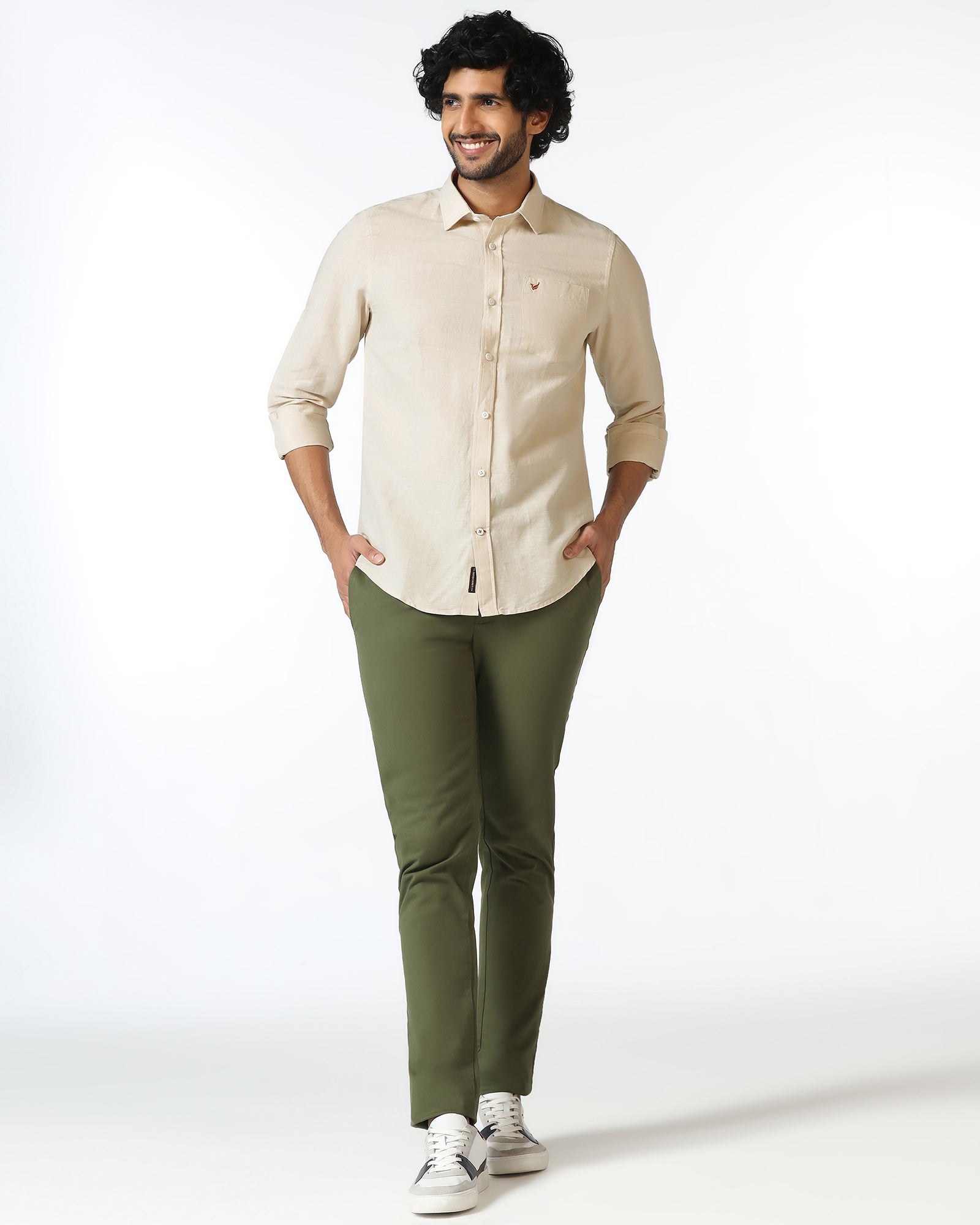 Natural Linen Solid Shirt - Salmon