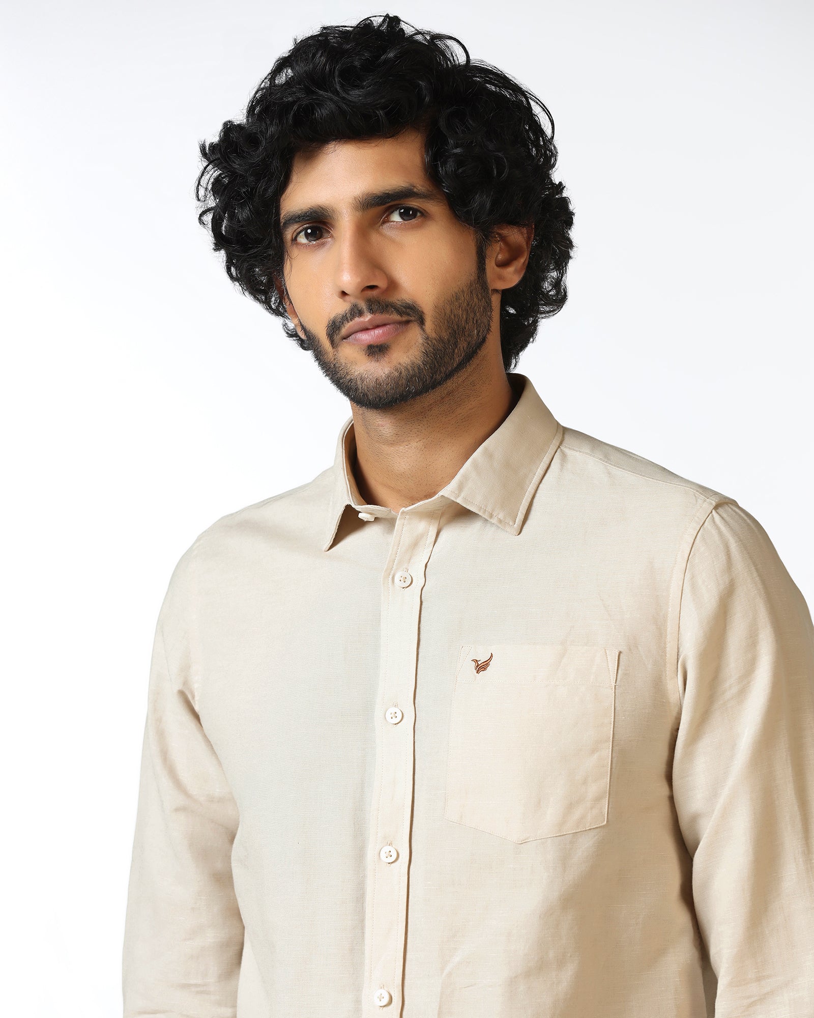 Natural Linen Solid Shirt - Salmon