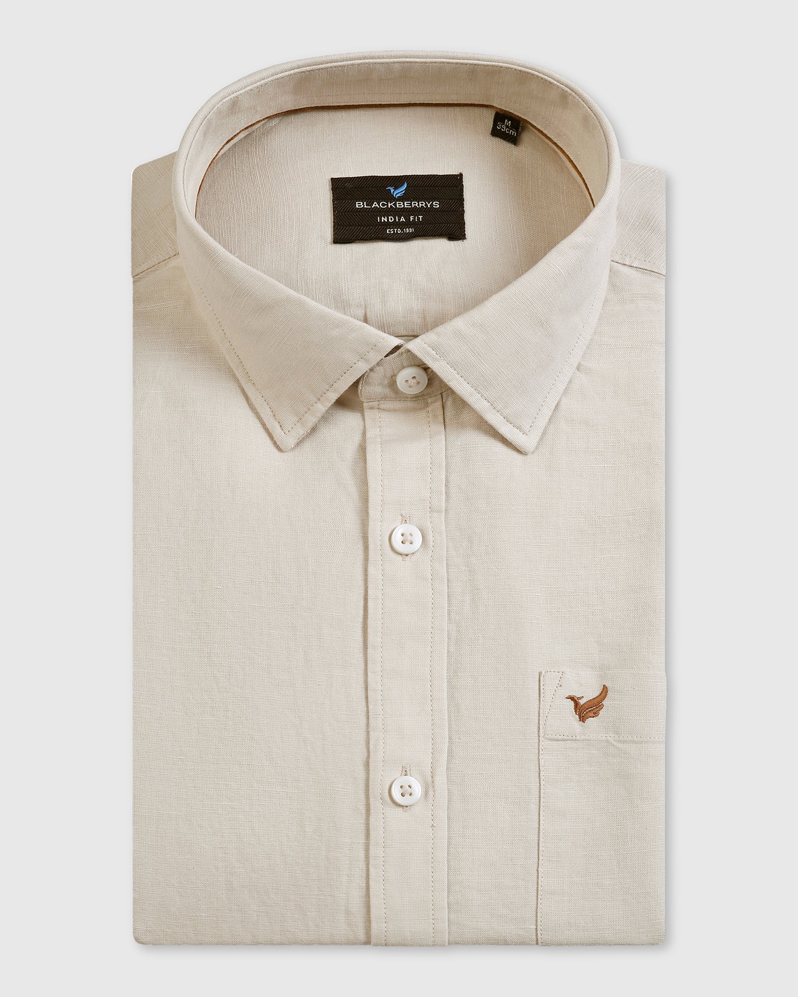 Natural Linen Solid Shirt - Salmon