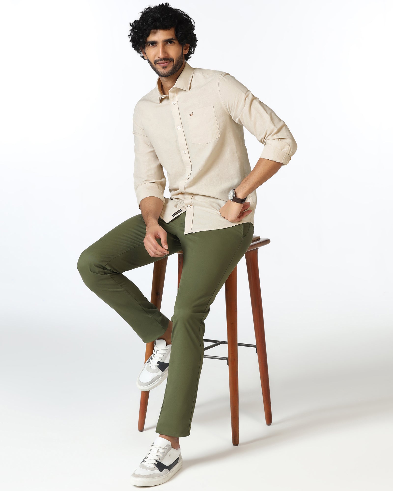 Natural Linen Solid Shirt - Salmon