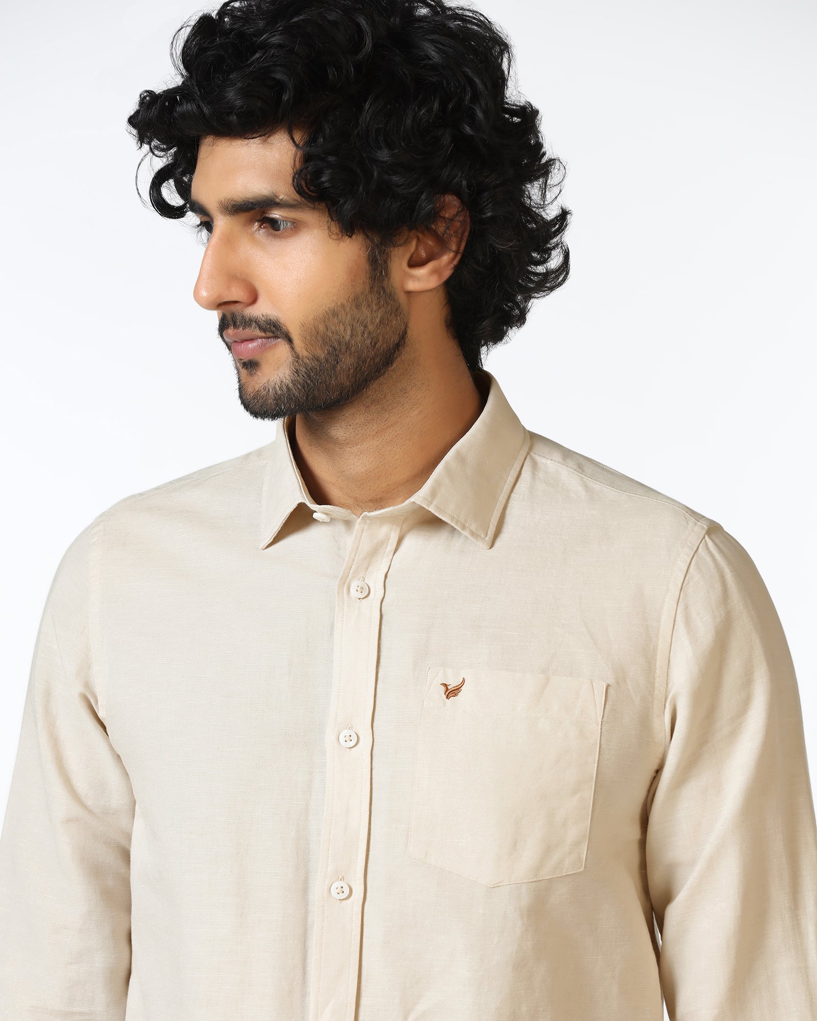 Natural Linen Solid Shirt - Salmon