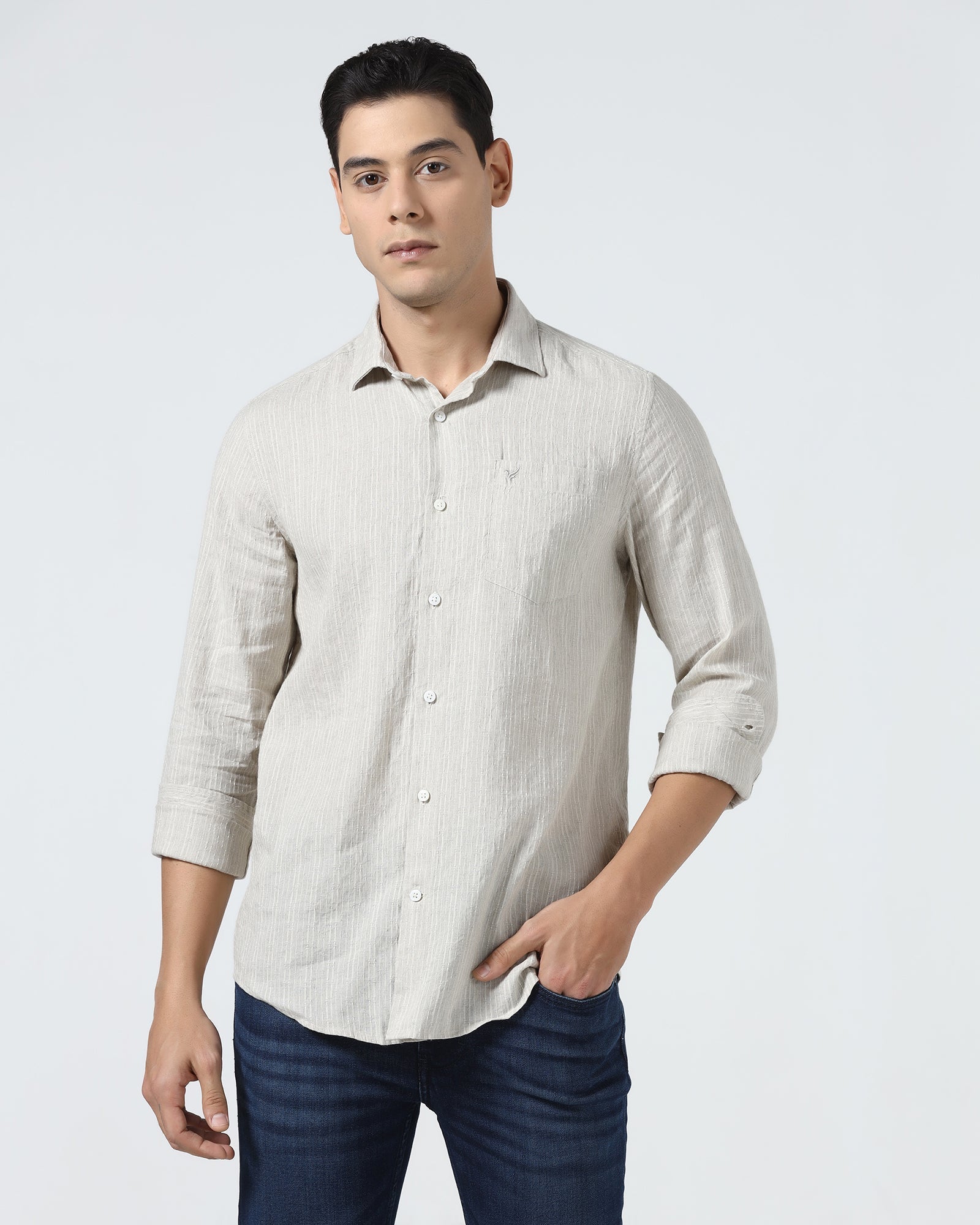 Natural Linen Stripe Shirt - Dalber
