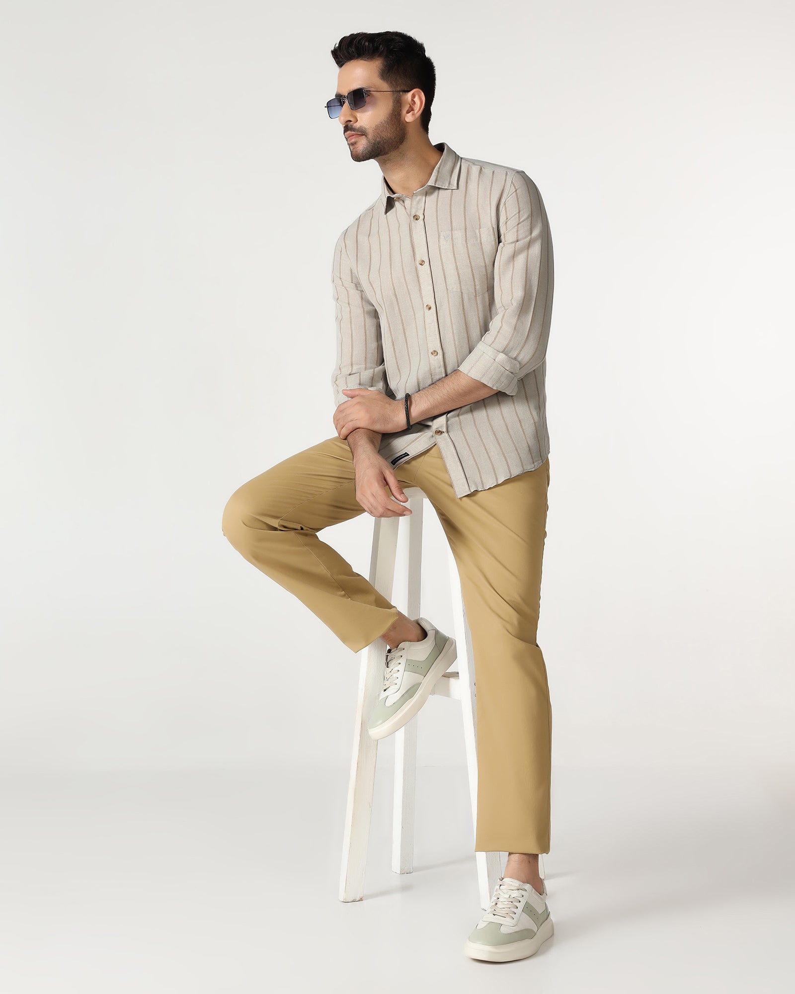 Natural Linen Stripe Shirt - Raydon