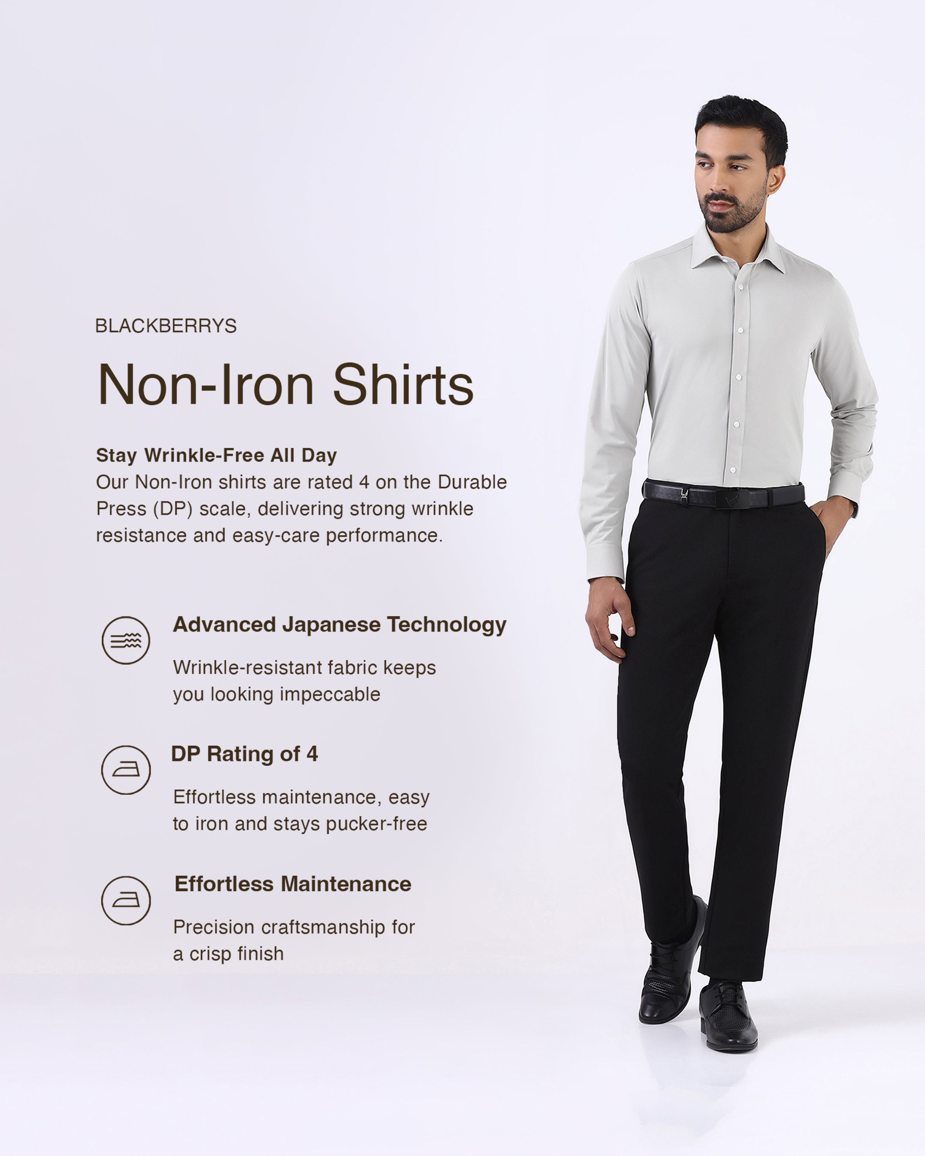Natural Non Iron Solid Shirt - Electra E