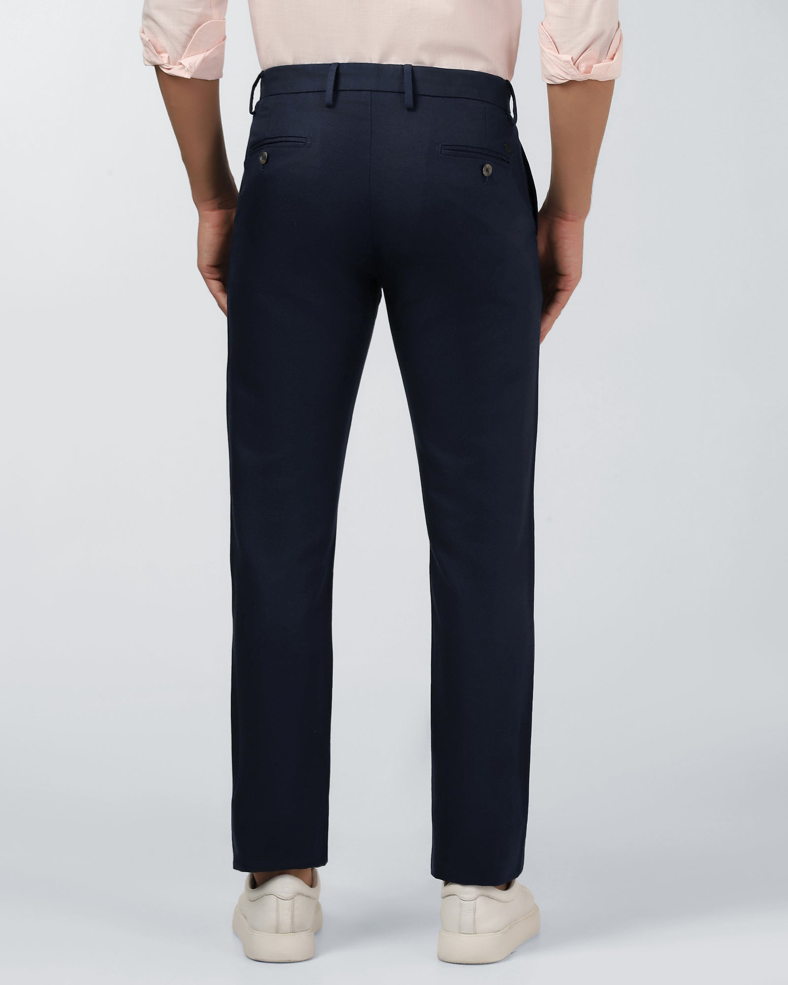 Navy Linen Solid Khakis - Hazel