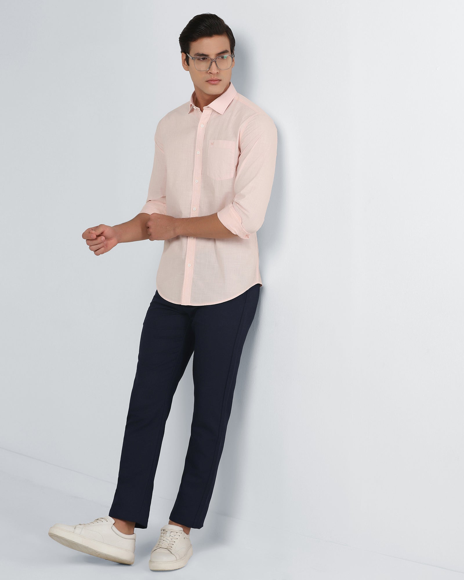Navy Linen Solid Khakis - Hazel