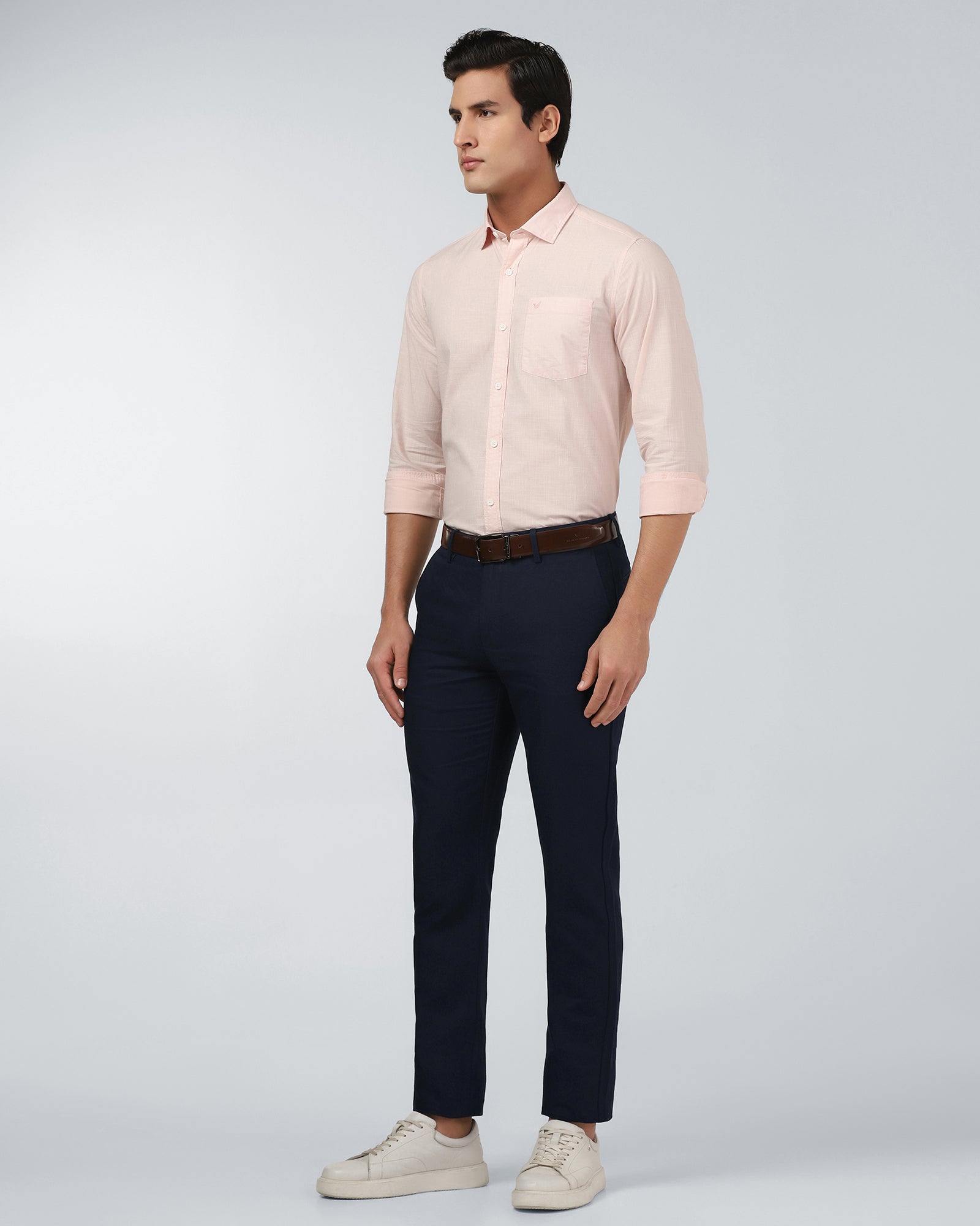 Navy Linen Solid Khakis - Hazel
