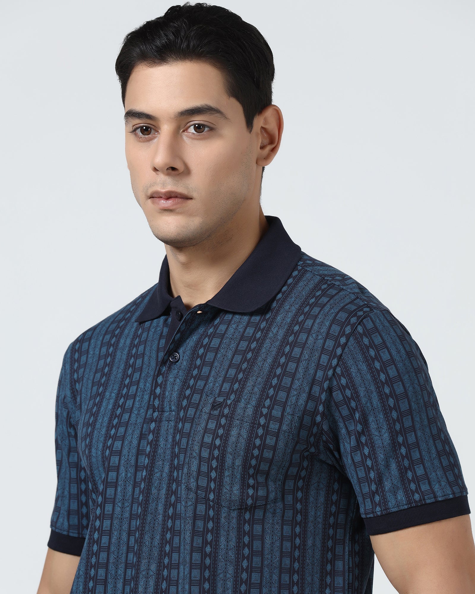 Navy Printed Polo - Bogum