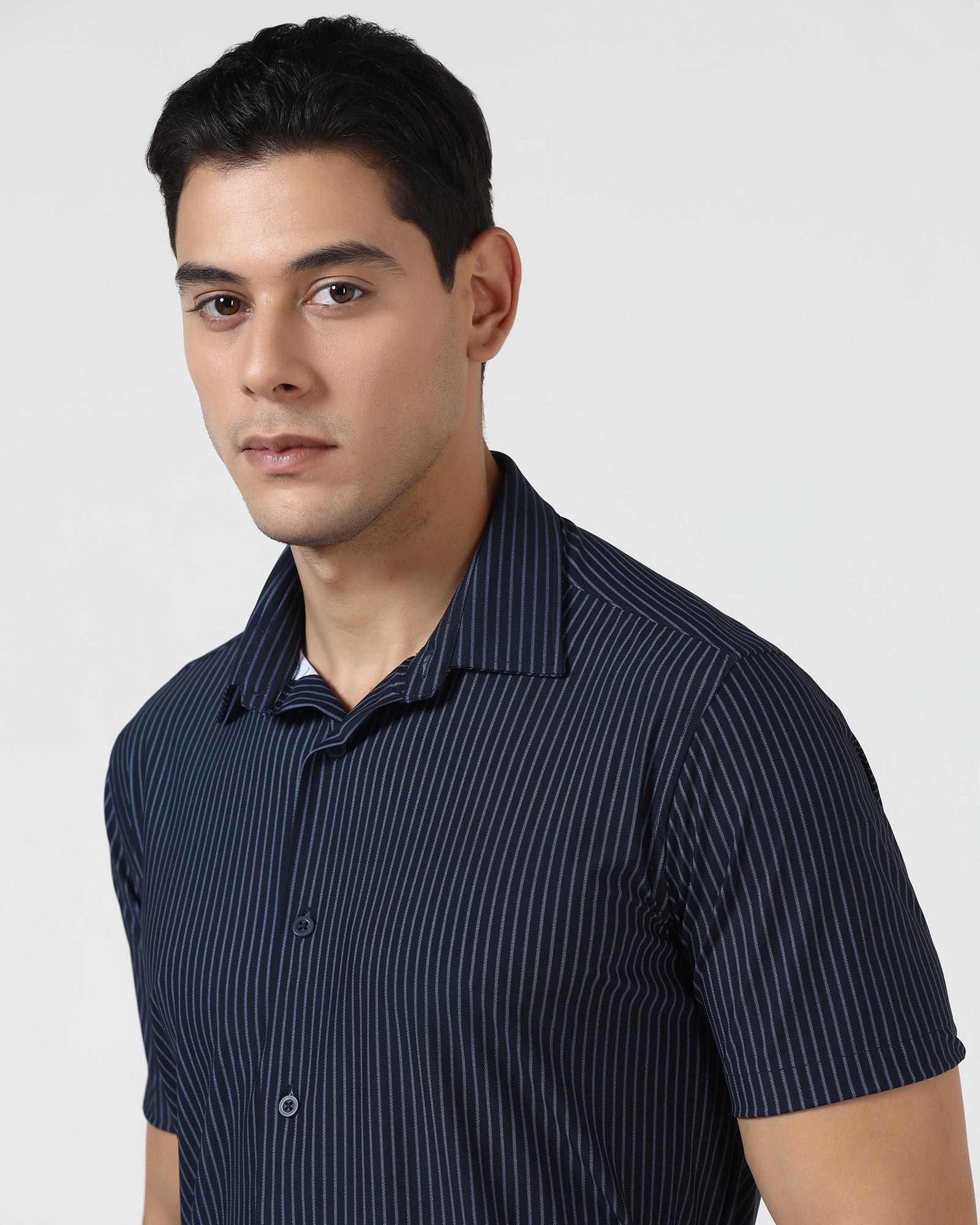 Navy Half Sleeve TechPro Stripe Shirt - Inertia