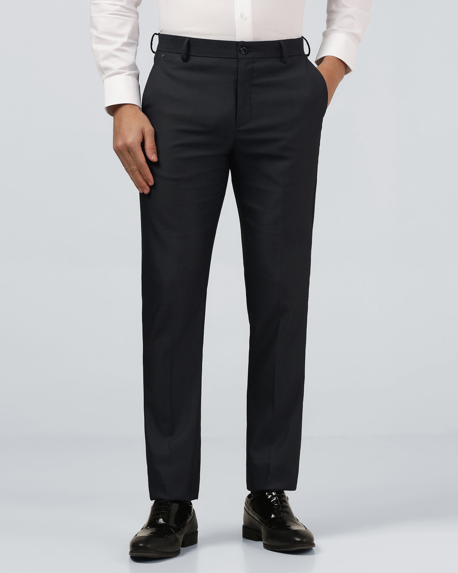 Navy Textured Trouser - Alan