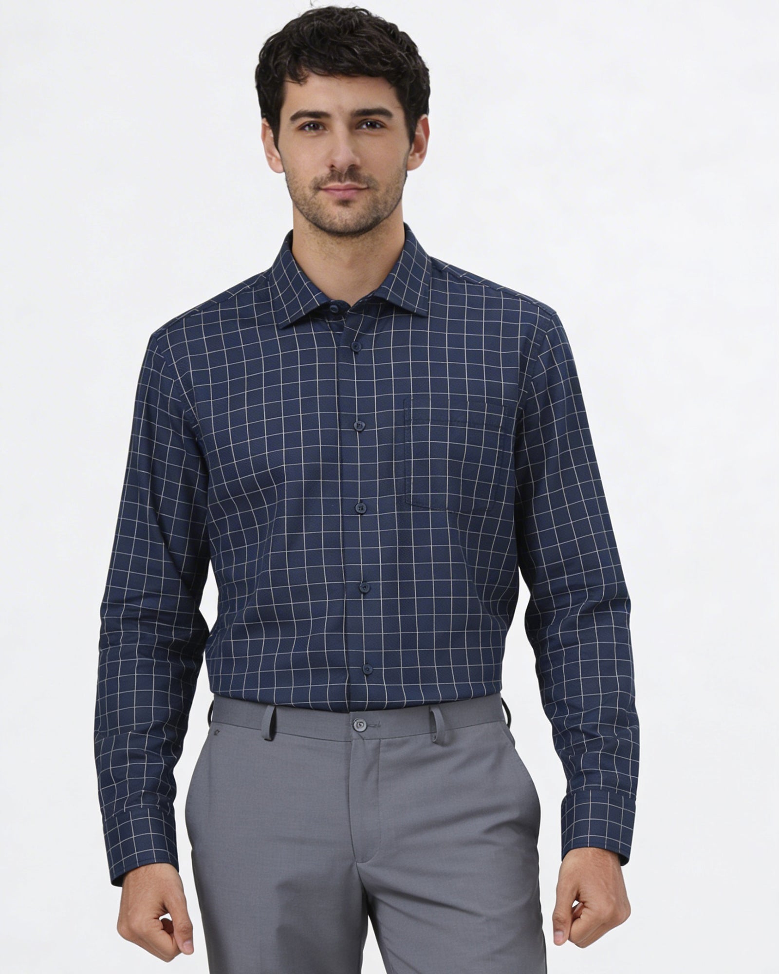 Navy Check Shirt
