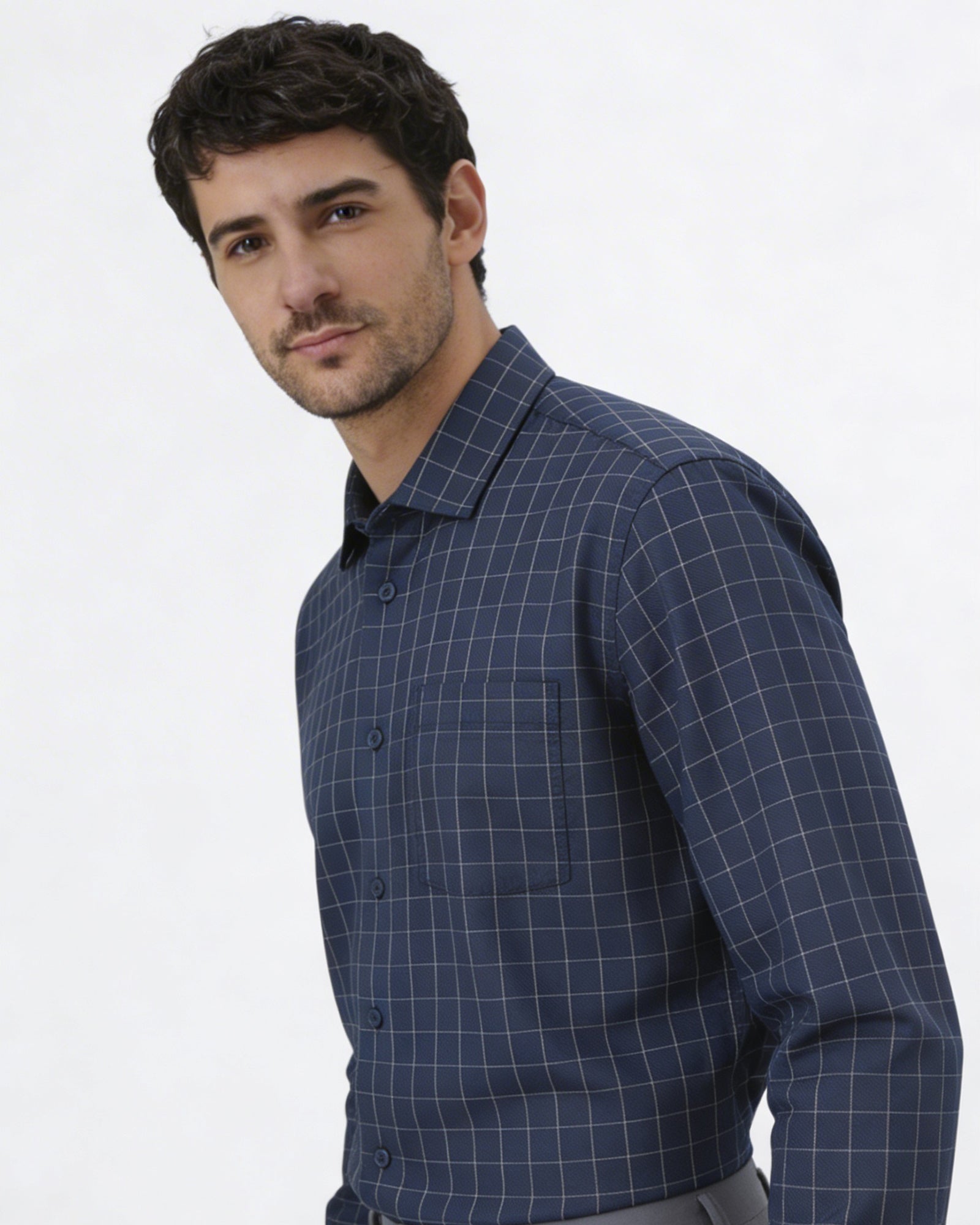 Navy Check Shirt
