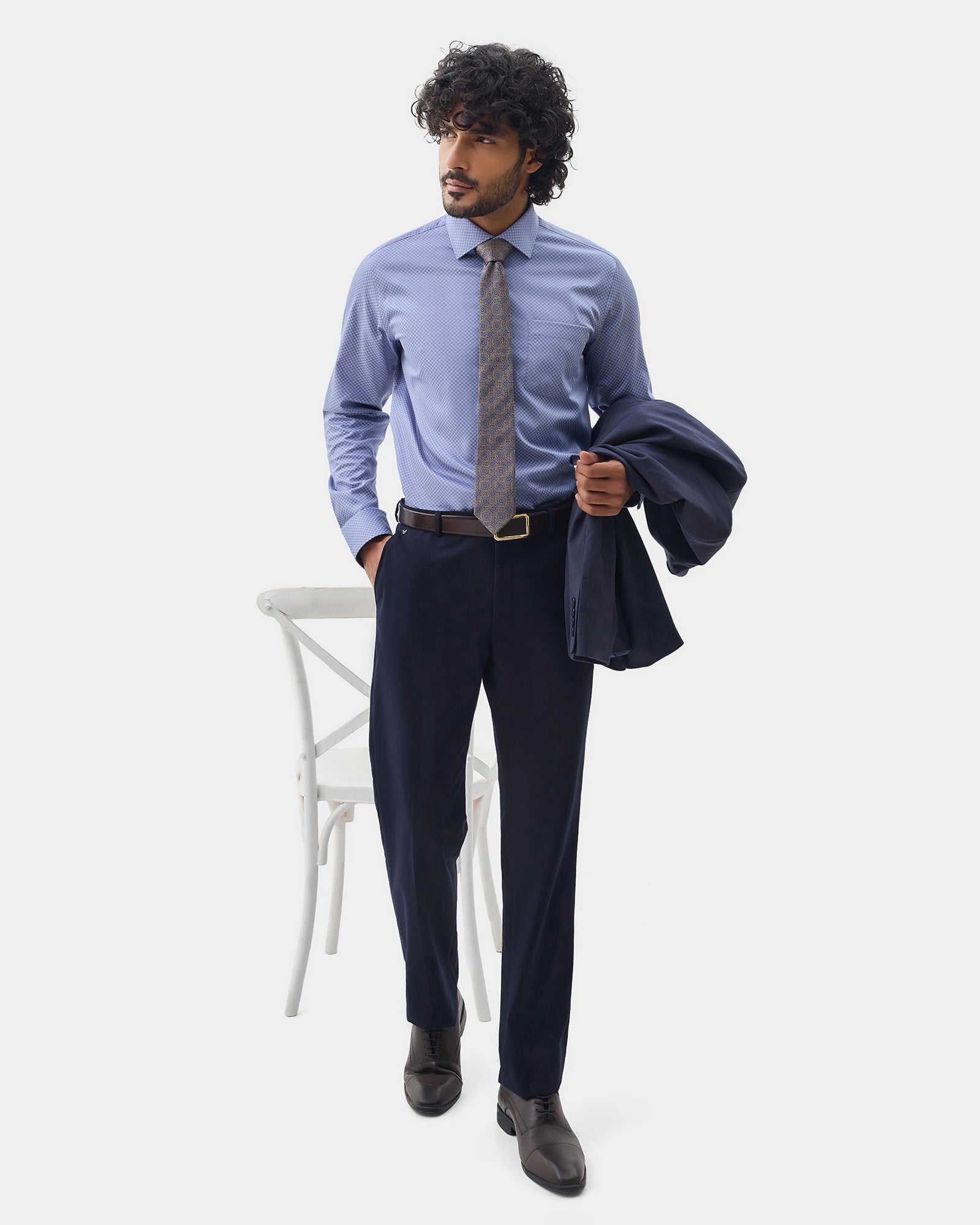 Navy Check Trouser - Fossil