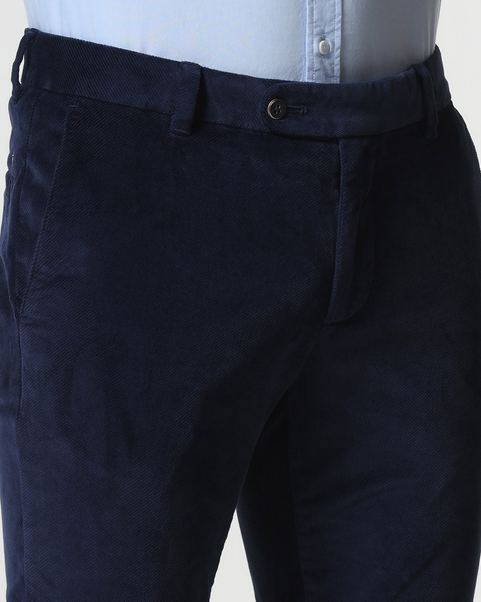 Navy Corduroy Solid Khakis - Fraser