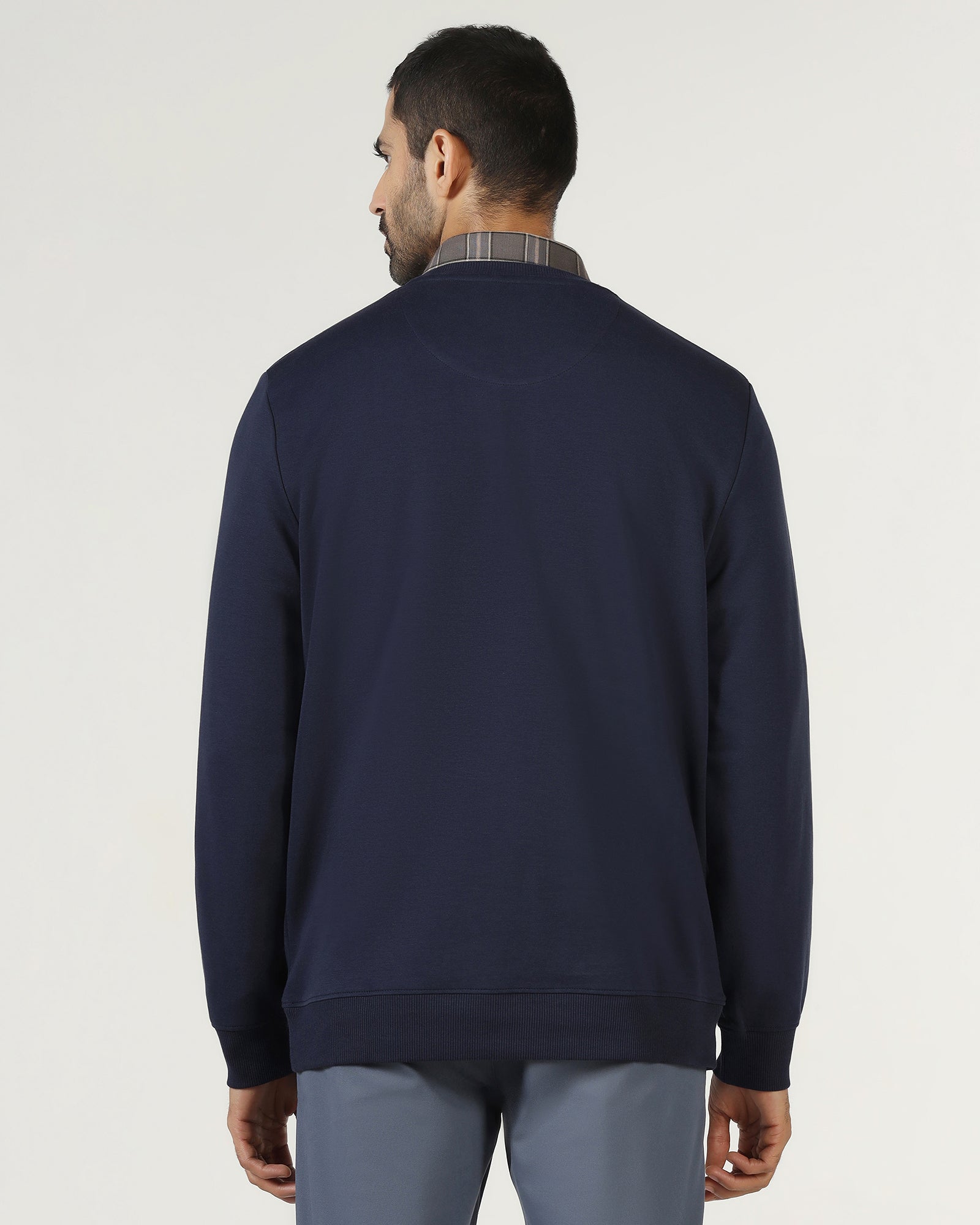 Navy Crew Neck Solid Sweatshirt - Deck