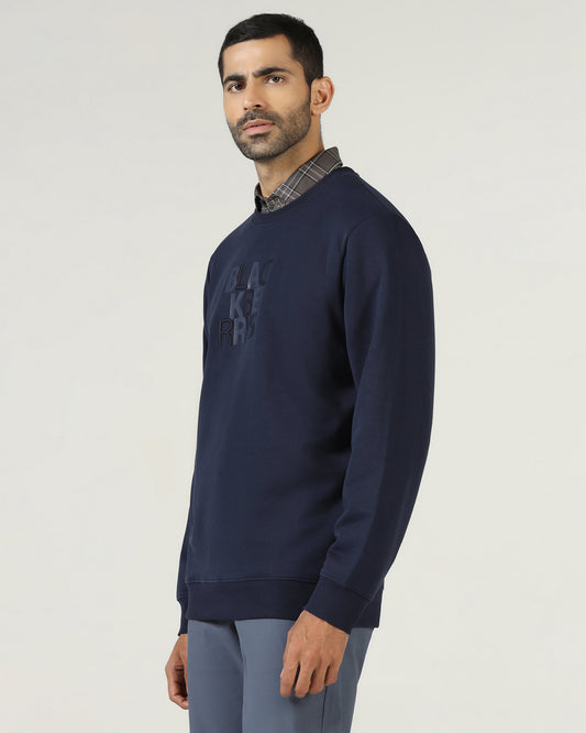 Navy Crew Neck Solid Sweatshirt - Deck