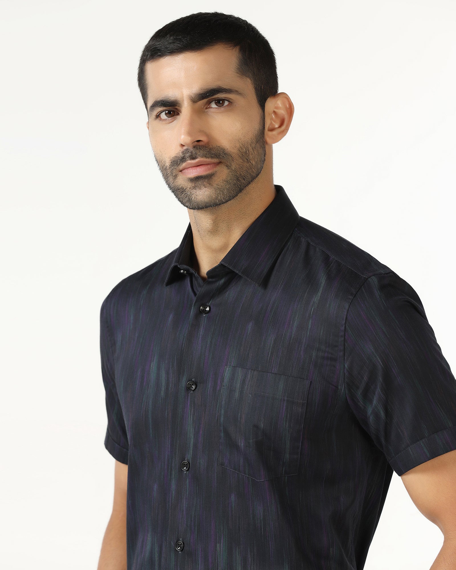 Navy Half Sleeve Printed Shirt - Siena