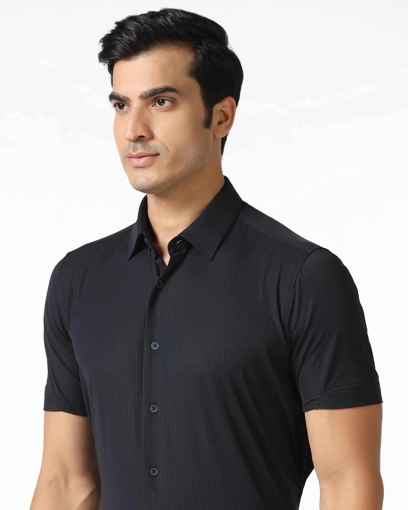 Navy Half Sleeve Techpro Stripe Shirt - Civil