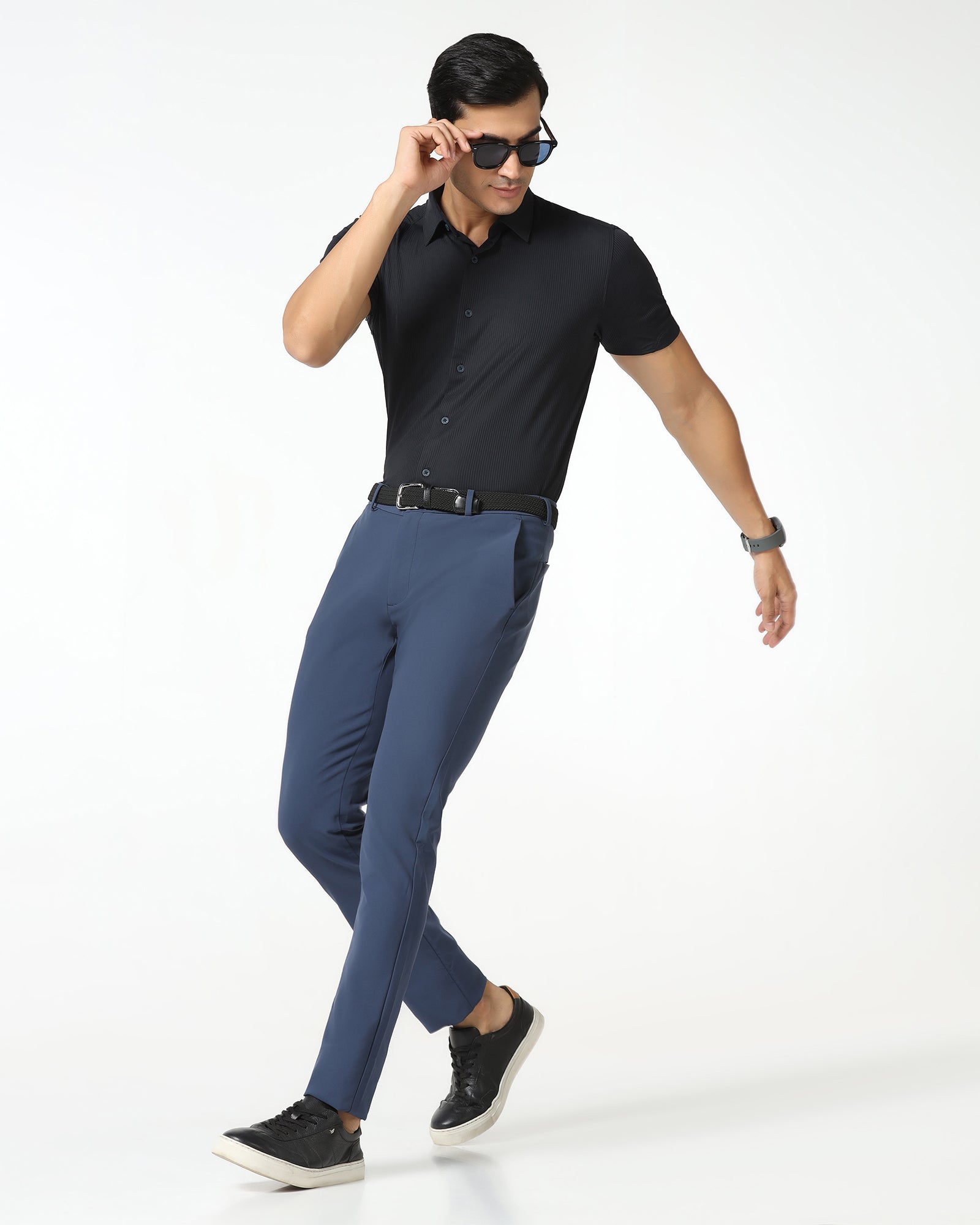 Navy Half Sleeve Techpro Stripe Shirt - Civil