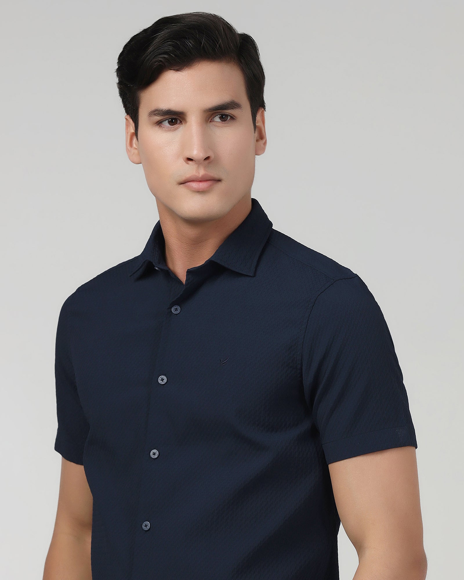 Navy Half Sleeve Textured Shirt - Kratos