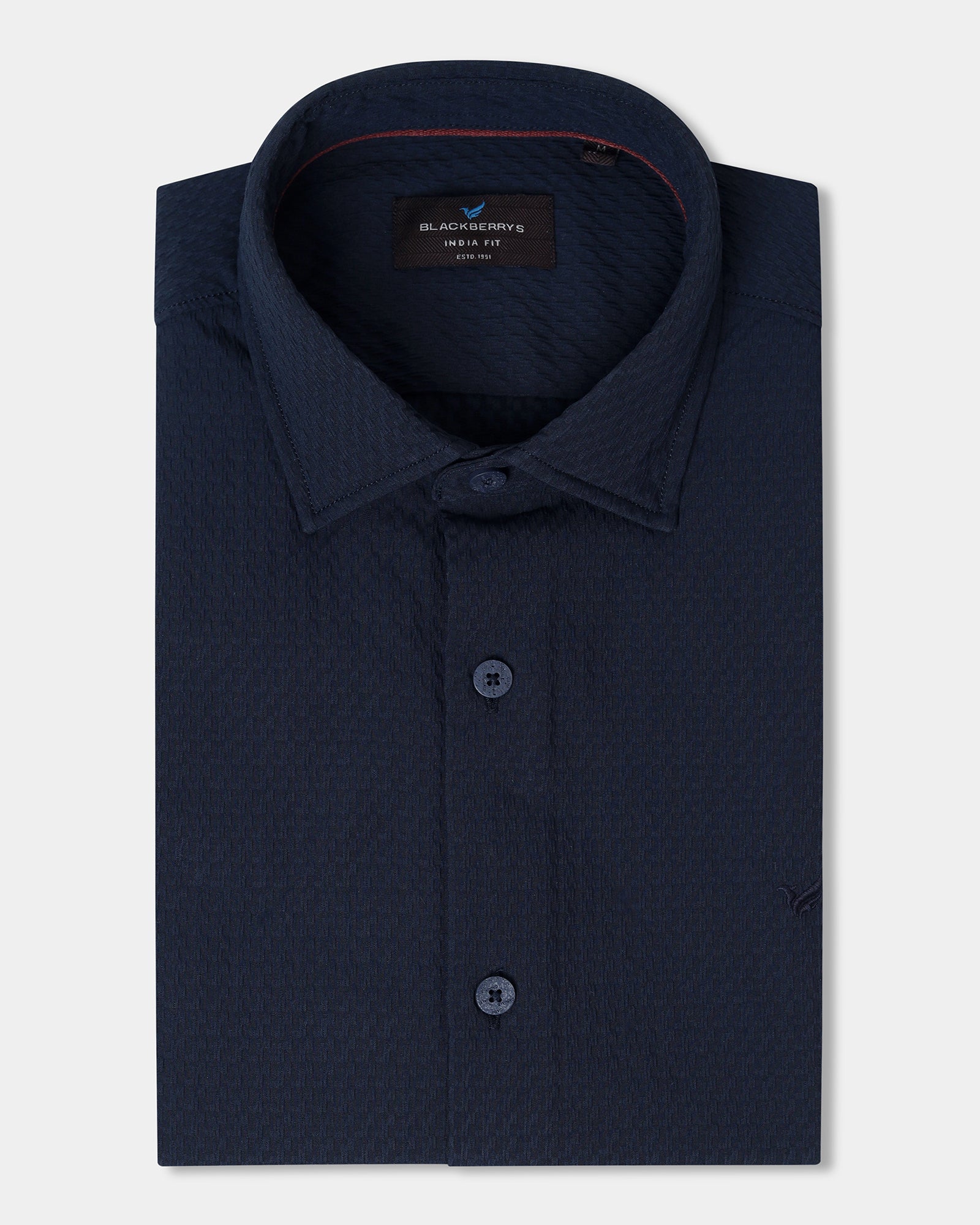 Navy Half Sleeve Textured Shirt - Kratos